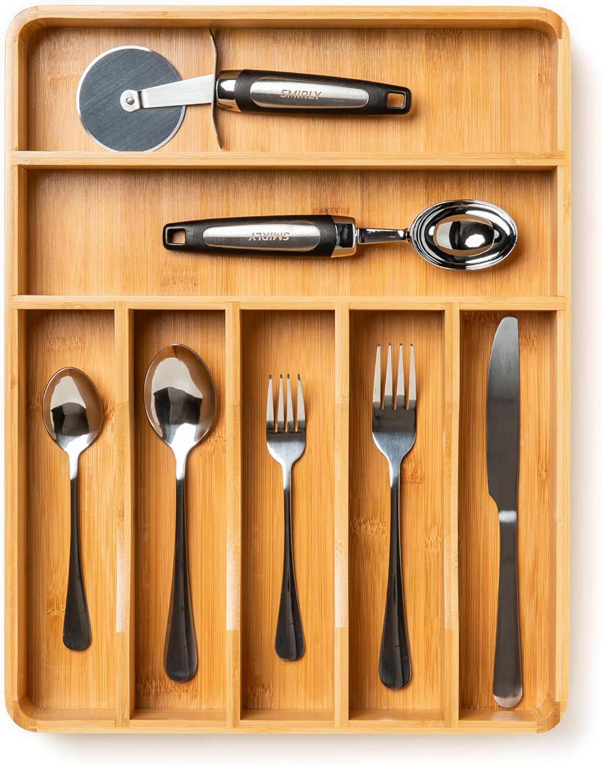 SMIRLY Ultimate Kitchen Drawer Organizer Bundle: The Perfect Pair of Expandable & Compact Drawer Organizers