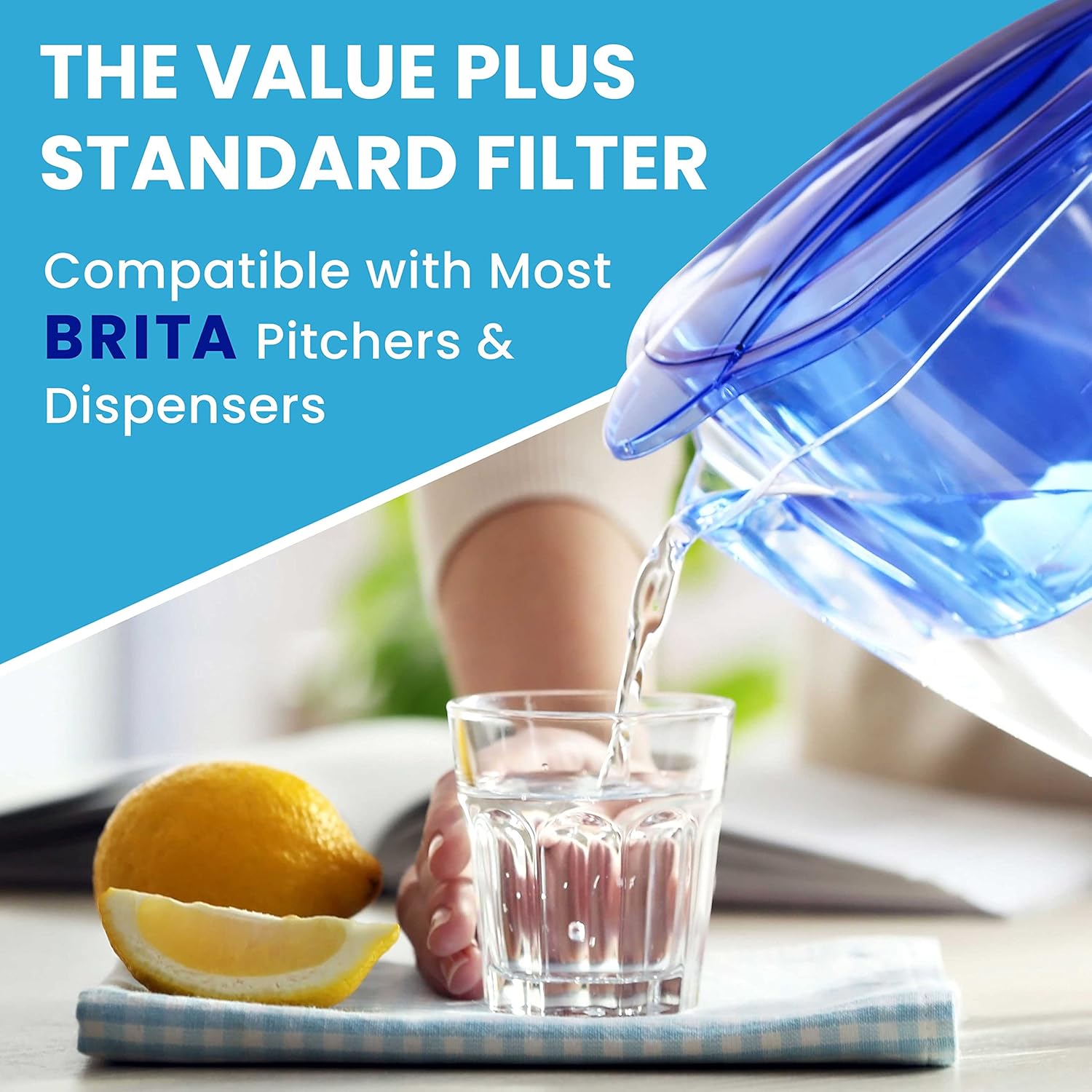 Huber Replacement Brita Water Filter for Pitchers & Dispensers, German Made, 6 Months Supply of BPA-Free Water Filters, Technology for Superior Filtration & Taste, Compatible with Brita, 3-Pack