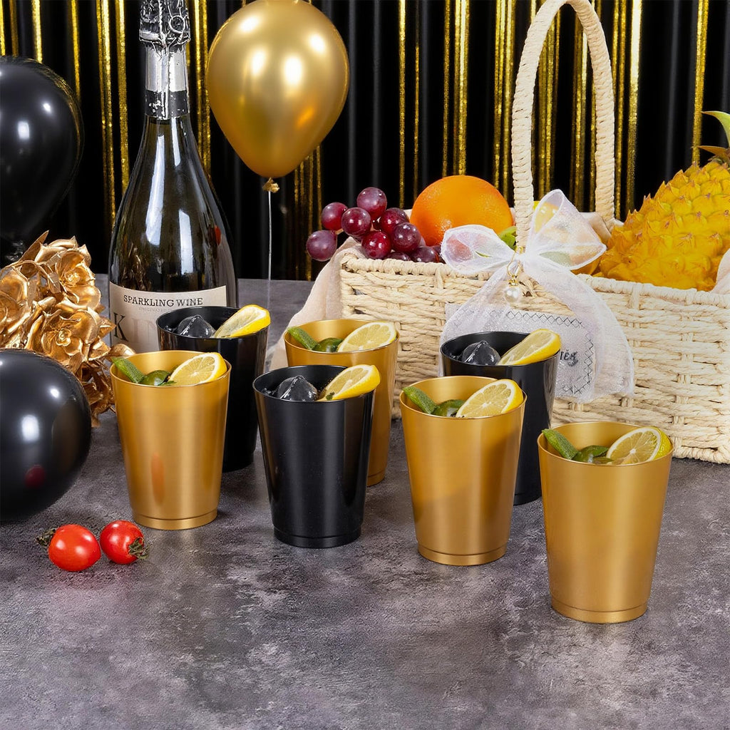 DaYammi 100 Pack 10oz Pink Plastic Cups for Party Premium Glitter Disposable Plastic Cup for Martini and Cocktail, Hard Pink Disposable Cups for Wedding,pink cups for Mother's Day Party