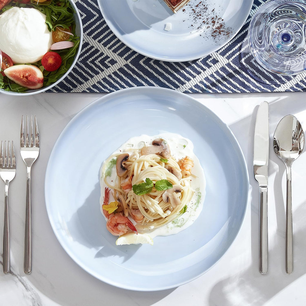 KINGSTONE 12-Piece Bone China Dinnerware Set for 4, Lightweight and Durable, Microwave and Dishwasher Safe, White Plates and Bowls for Everyday Use