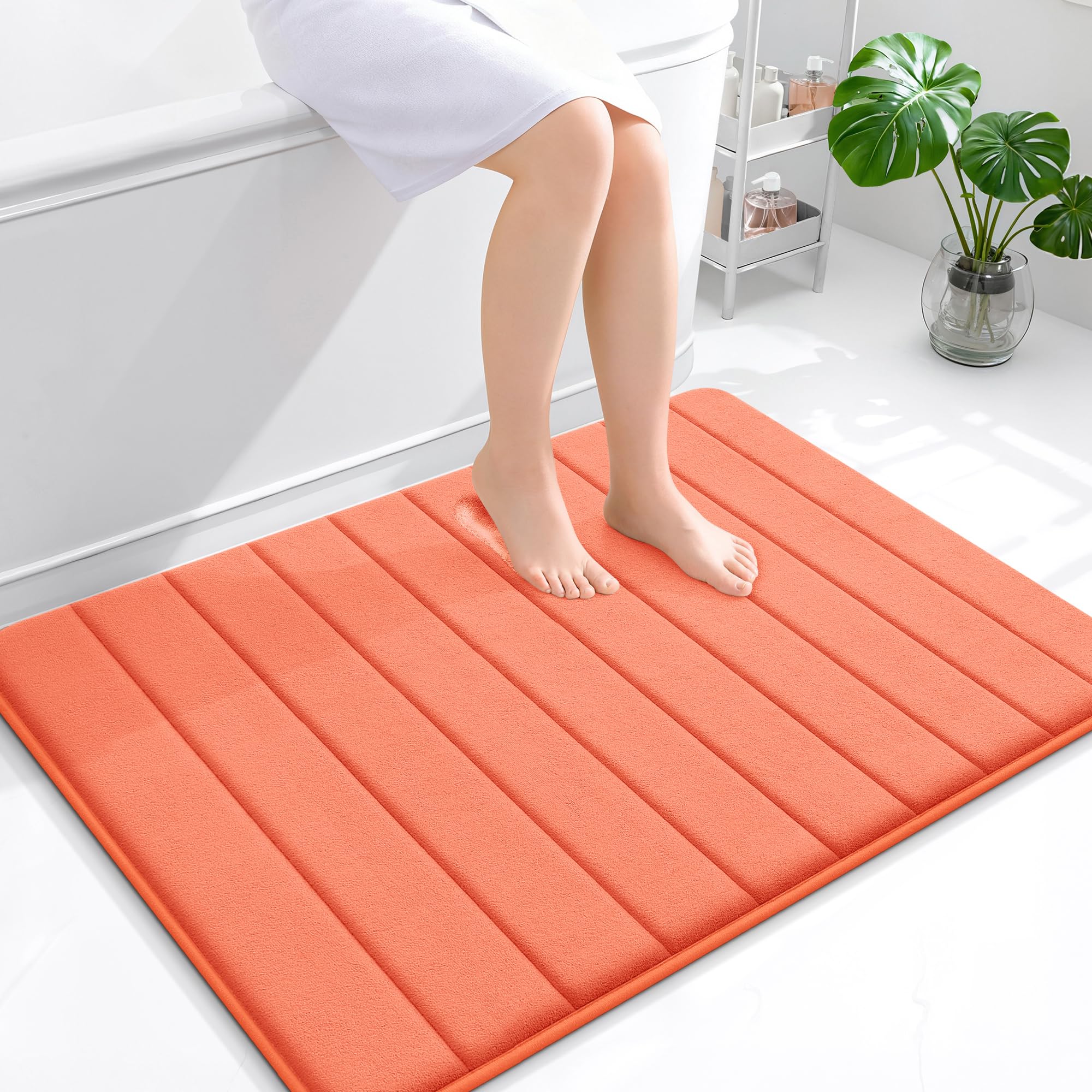 OLANLY Memory Foam Bath Mat 30x20, Super Soft Absorbent Bathroom Rugs, Quick Dry, Machine Washable Shower Floor Rugs, Bathmat Carpet, Bathroom Home Decor Accessories, Grey