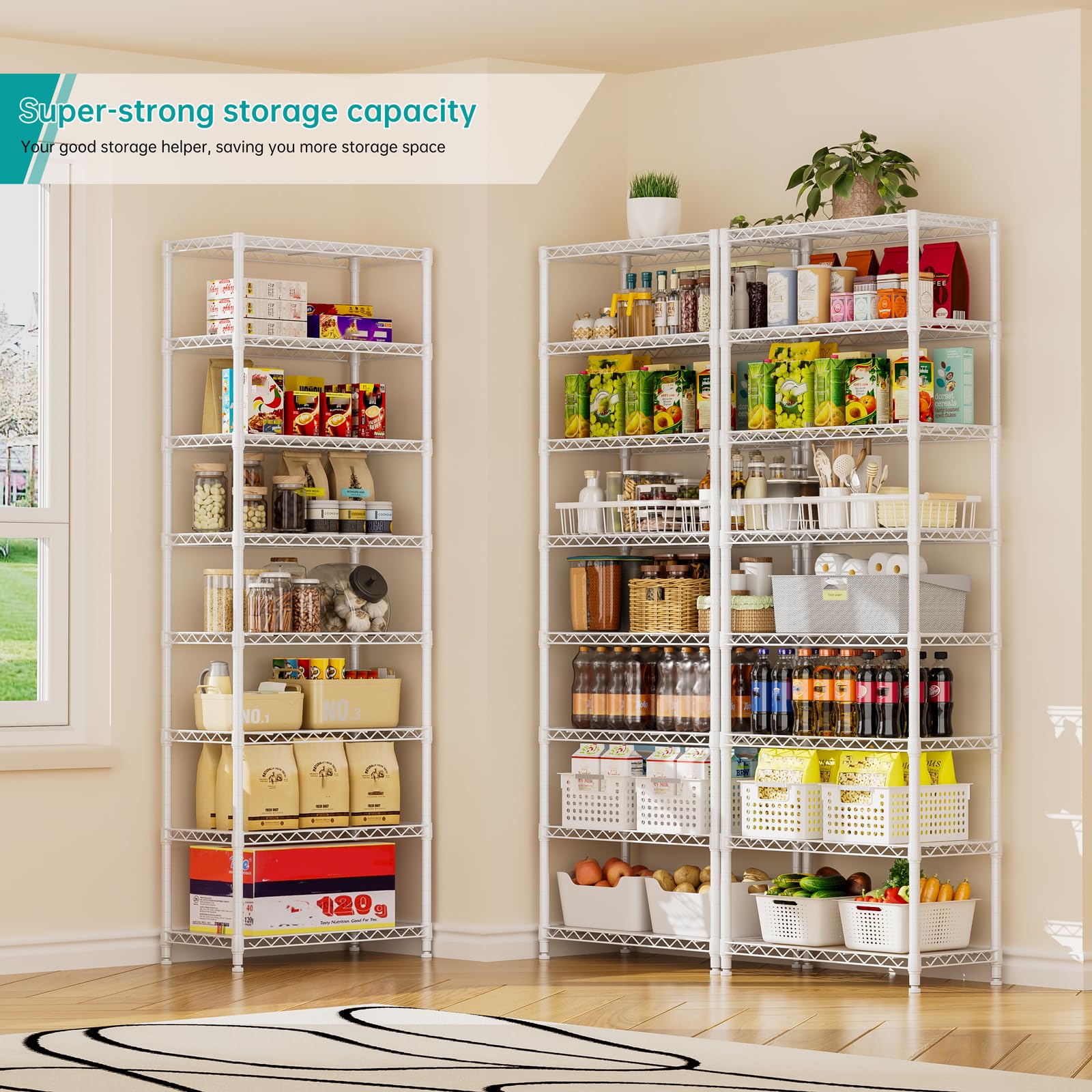 SINGAYE 3 Small Shelves Storage Shelf Wire Shelving Unit Metal Shelf Adjustable Organizers Storage Shelving with Wheels for Bathroom Laundry Room Kitchen Pantry11.5”D x 17.5”W x 30.5”H White