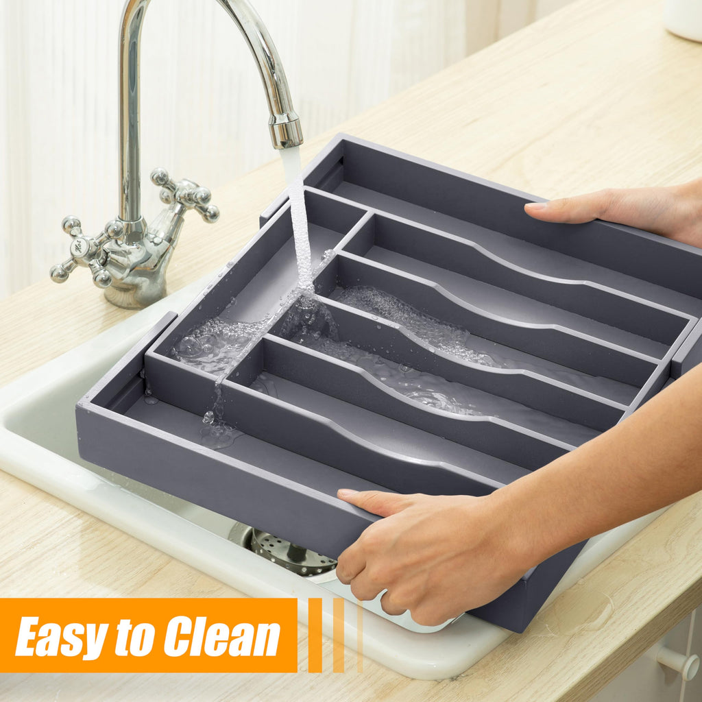 Bellsal Silverware Organizer Kitchen Drawer Organizer Expandable Bamboo Utensil Holder Cutlery Tray for Kitchen Utensil and Flatware Bedroom Office
