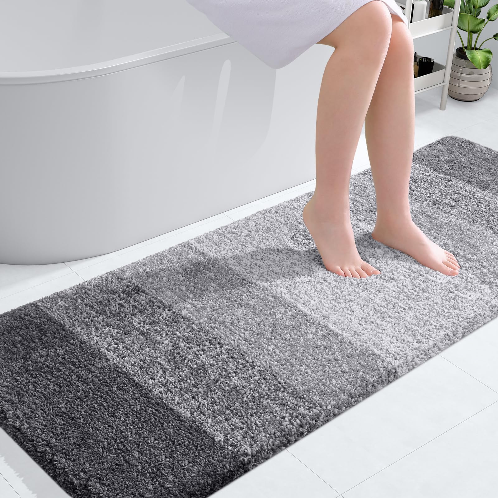 OLANLY Bathroom Rugs Mat 30x20, Extra Soft Absorbent Microfiber Bath Rugs, Rubber Backing, Quick Dry, Machine Washable Bath Mats for Bathroom Floor, Tub and Shower, Home Decor Accessories, Grey