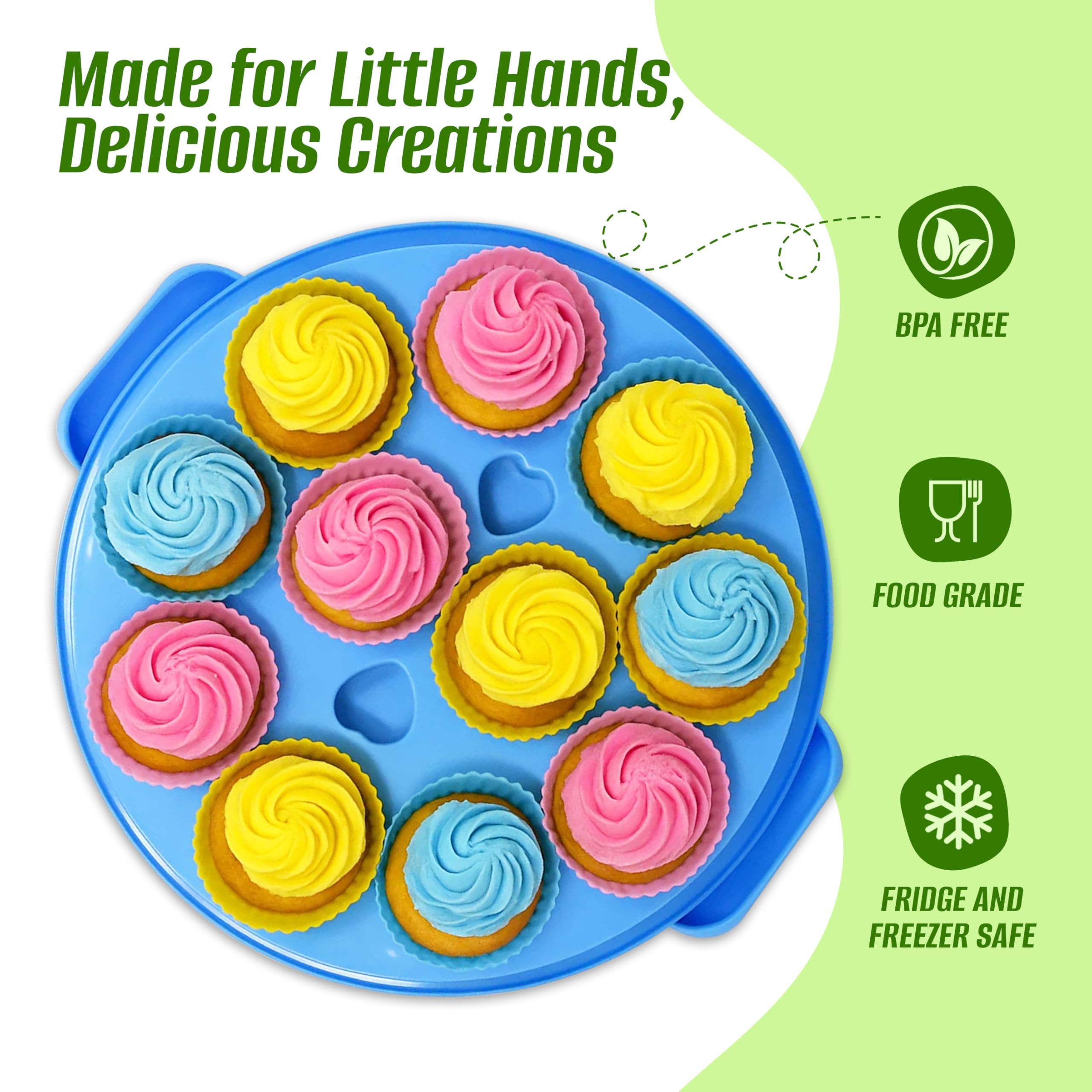 Perlli Kids Cake & Cupcake Baking Set – 51 Pieces Real Utensils & Decorating Kit with Carrier Safe Baking Supplies Gift for Junior Chefs Girls & Boys (Blue)