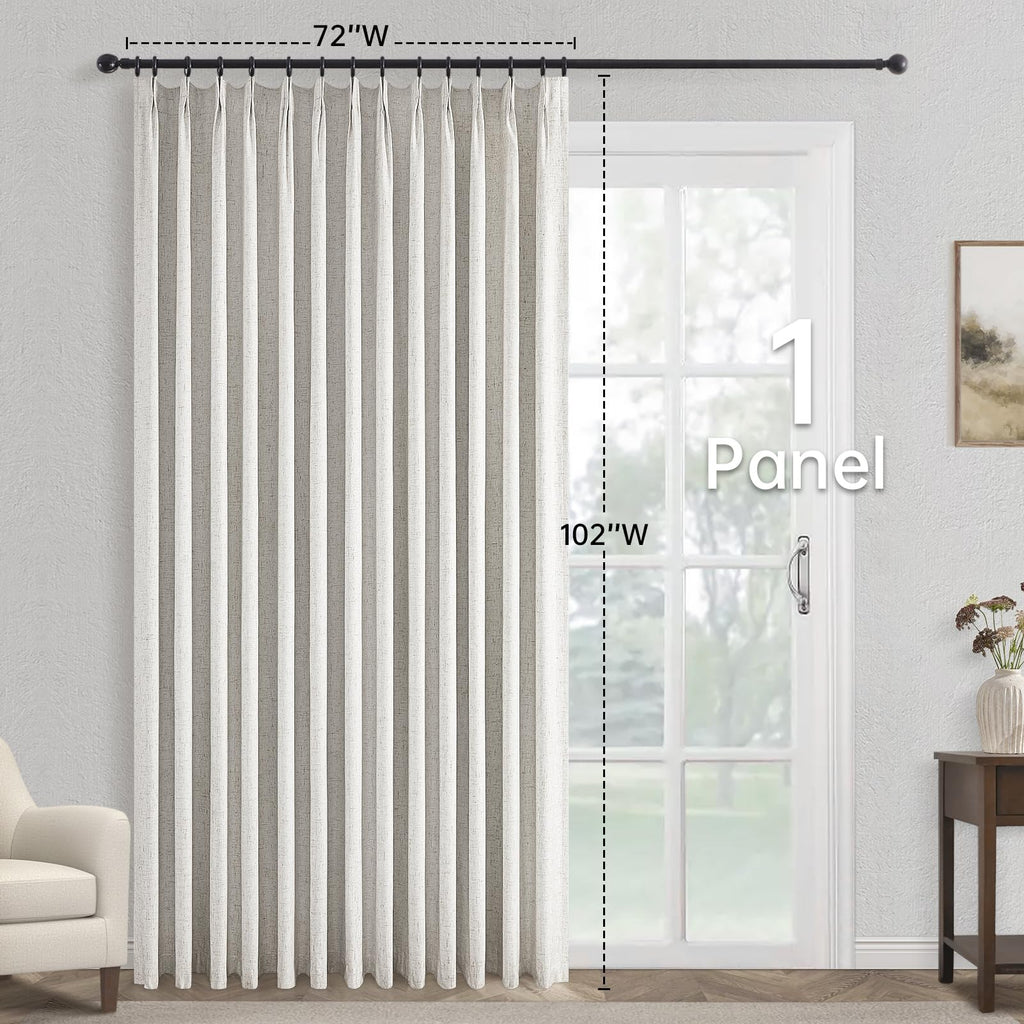 Topfinel Extral Wide Curtains, Pinch Pleated 100% Blackout Linen Drapery Panels with Hooks, Pinch Pleat Drapes for Patio Sliding Door Large Window Living Room Track, 72" Wx96 L 2 Panel