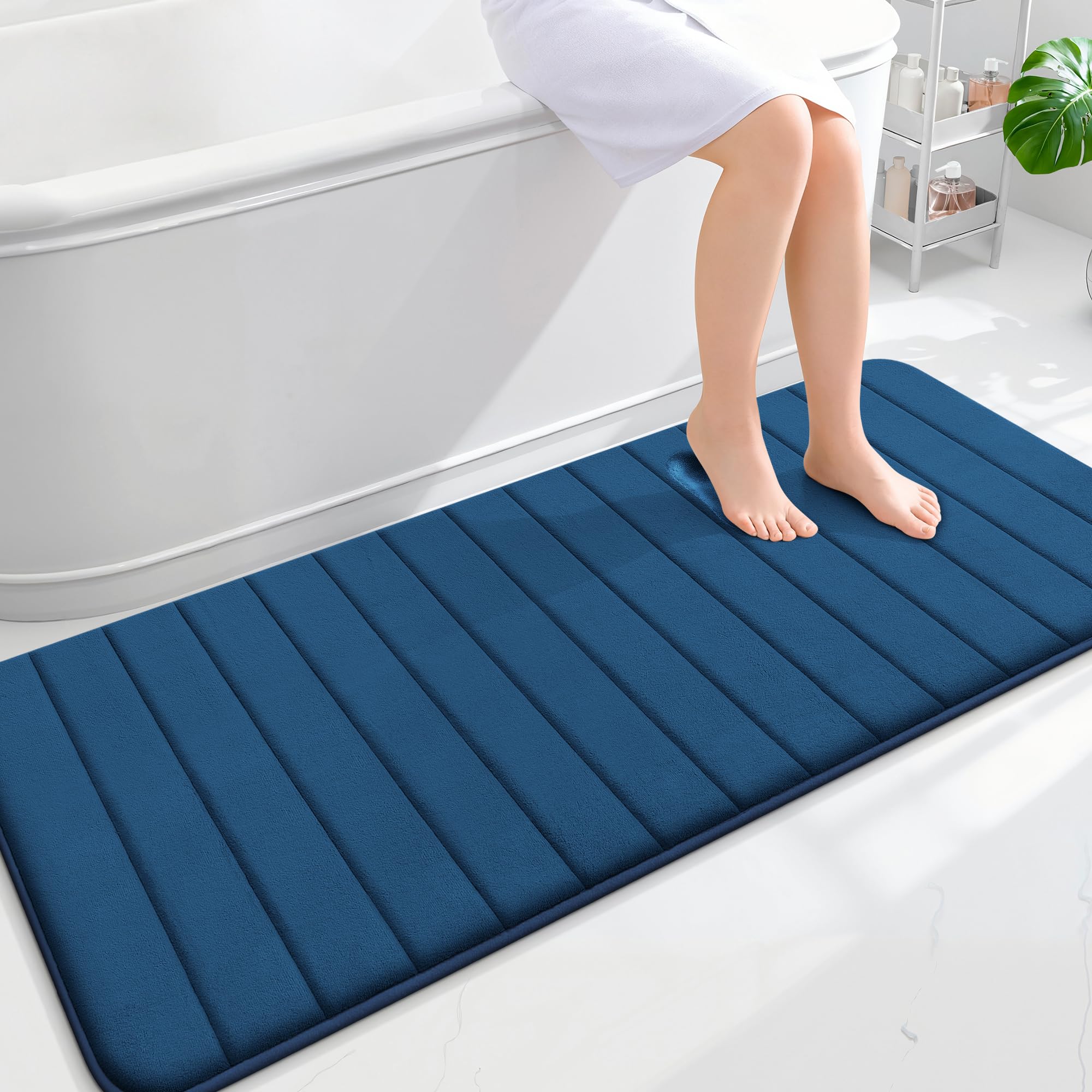 OLANLY Memory Foam Bath Mat 30x20, Super Soft Absorbent Bathroom Rugs, Quick Dry, Machine Washable Shower Floor Rugs, Bathmat Carpet, Bathroom Home Decor Accessories, Grey