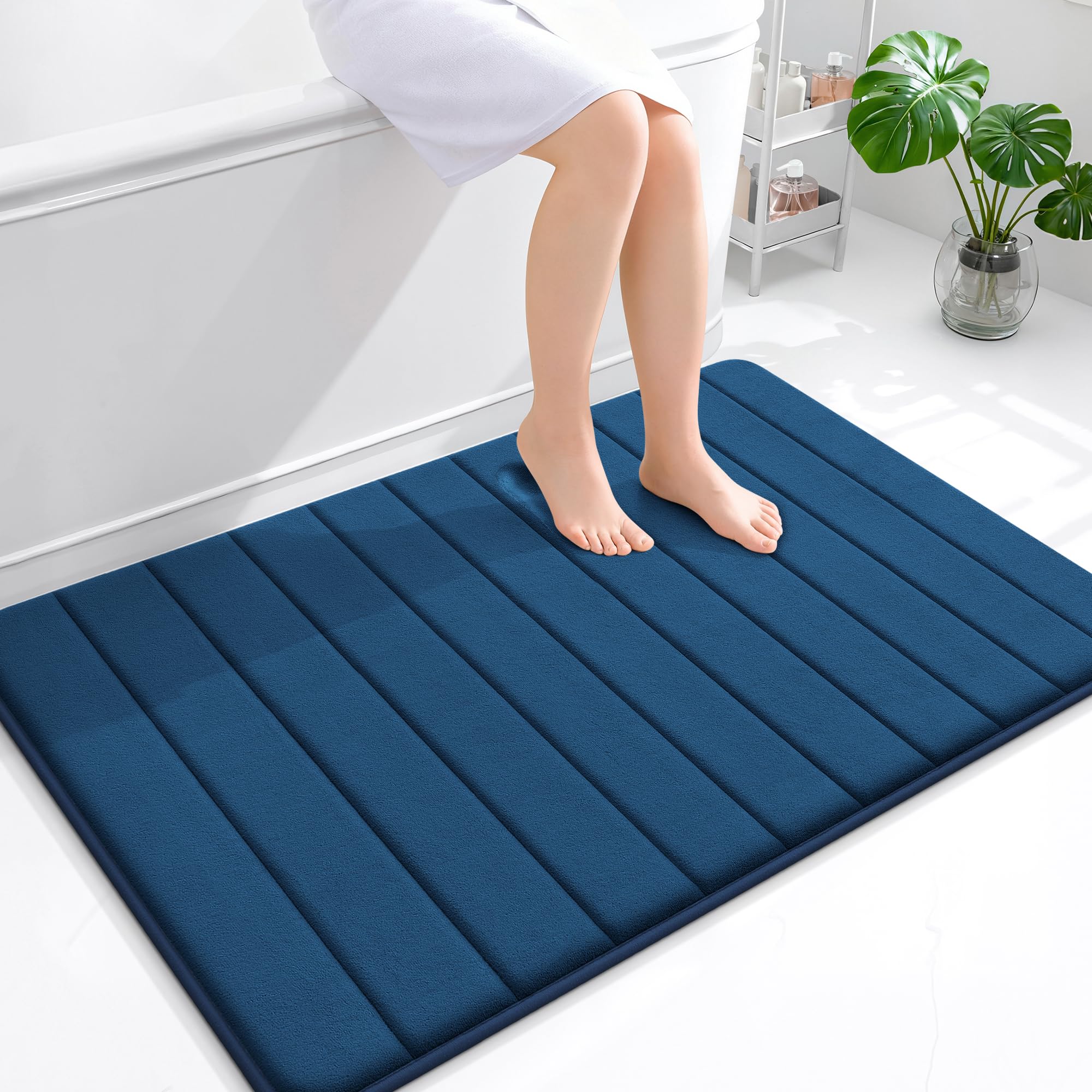 OLANLY Memory Foam Bath Mat 30x20, Super Soft Absorbent Bathroom Rugs, Quick Dry, Machine Washable Shower Floor Rugs, Bathmat Carpet, Bathroom Home Decor Accessories, Grey