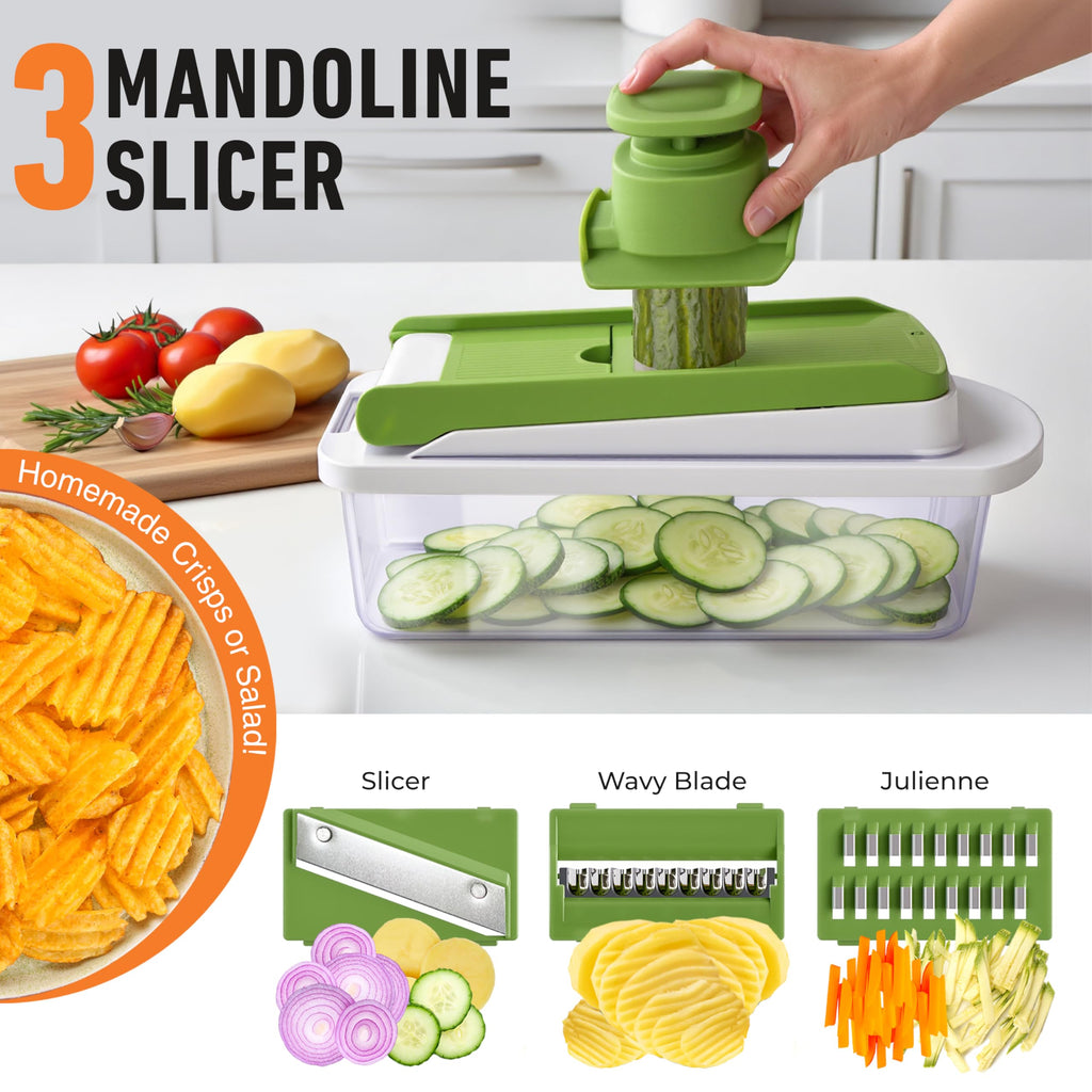 Mueller The Real Original Pro Chopper since 2013 Vegetable Chopper Mandoline Slicer, 8 Blade Food Veggie Chopper Onion Vegetable Cutter with Container, Kitchen Gadgets & Essentials, (10 in 1)