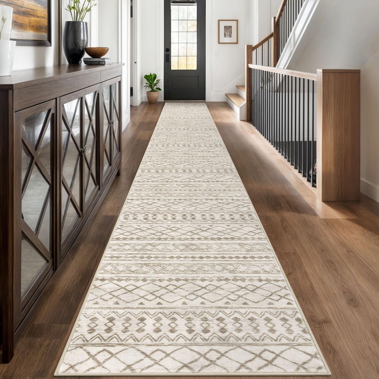 KUTA Washable Non-Slip Rugs for Entryway 2x3, Grey Moroccan Boho Small Area Rug, Ultra Soft Vintage Geometric Low-Pile Indoor Door Mat Floor Carpet for Indoor, Entrance, Kitchen, Bathroom, Bedroom
