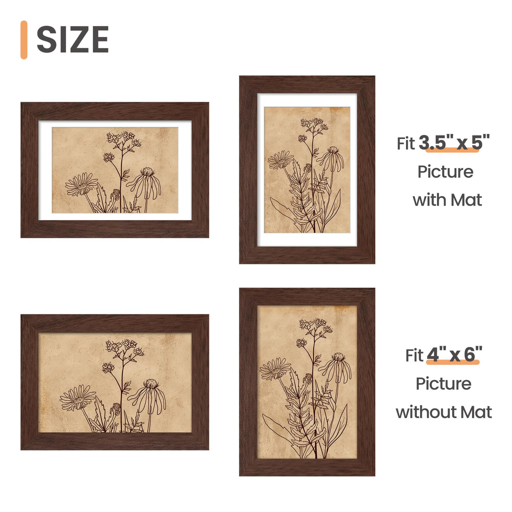 upsimples 5x7 Picture Frame Set of 10, Display Pictures 4x6 with Mat or 5x7 Without, Multi Photo Frames Collage for Wall or Tabletop Display, Black