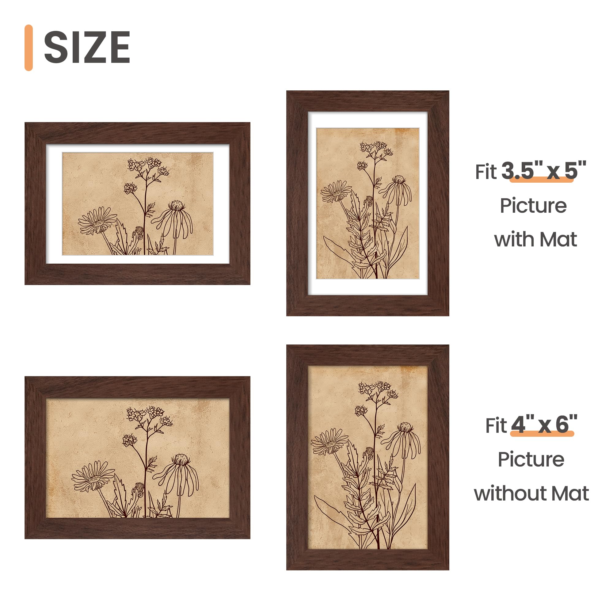 upsimples 5x7 Picture Frame Set of 10, Display Pictures 4x6 with Mat or 5x7 Without, Multi Photo Frames Collage for Wall or Tabletop Display, Black