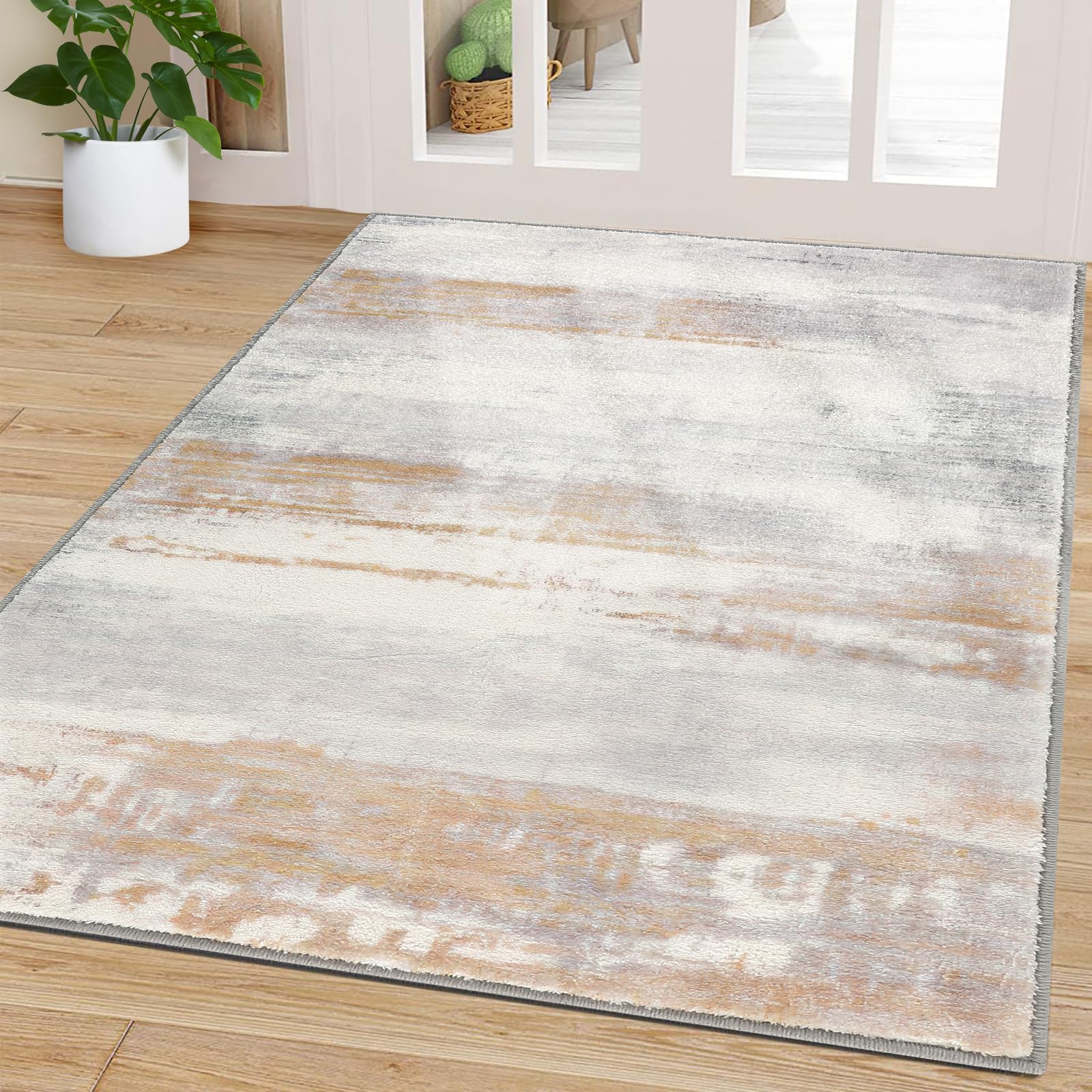 CRISTGEE Door Mat, Front Indoor Door Mat Faux Wool Non-Slip Entryway Rug Absorbent Abstract Throw Rug for Indoor Entrance Hallway Laundry Room, High Traffic Areas, 20X32 Inches, Gray Washable