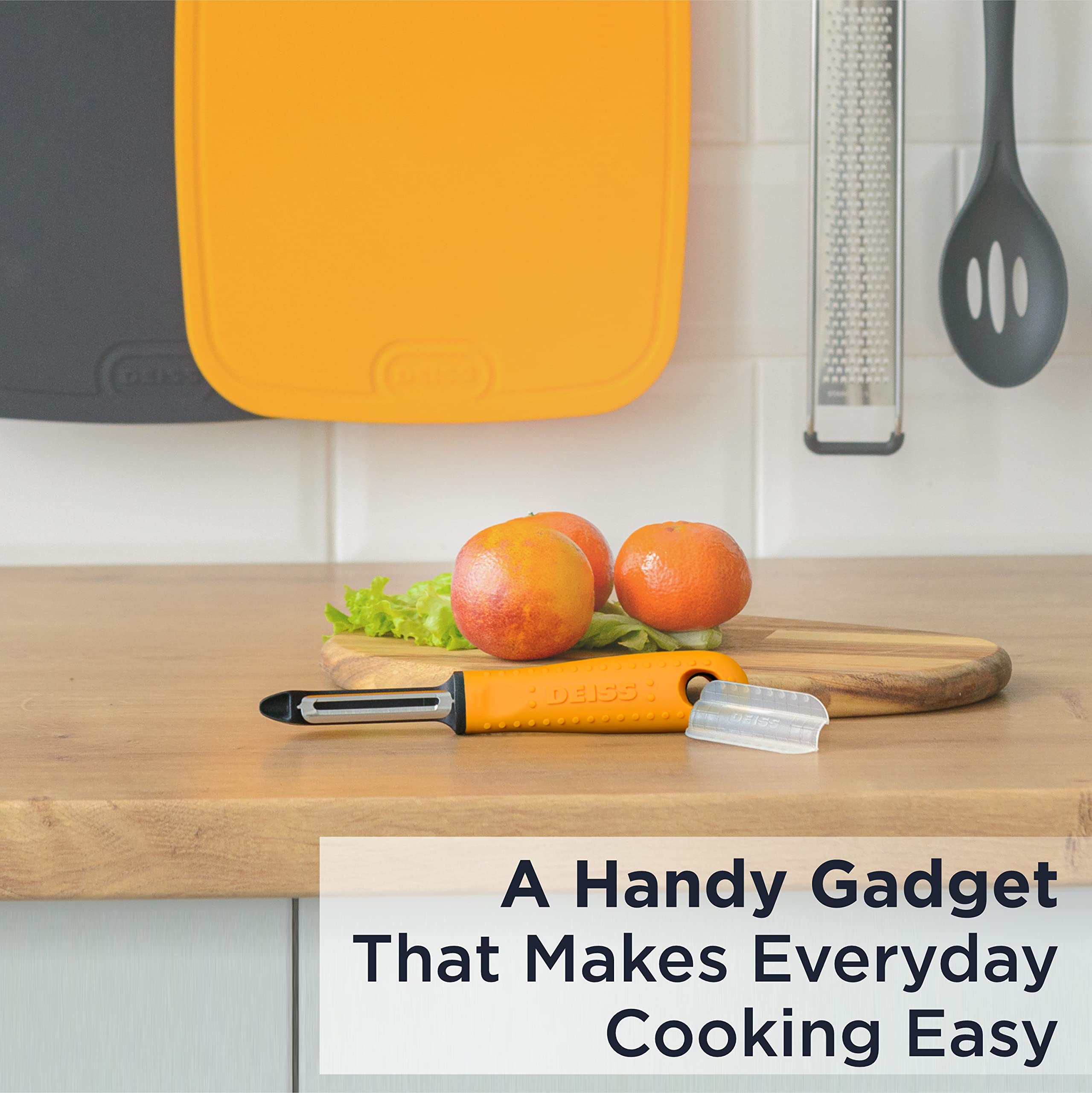 Deiss PRO Swivel Vegetable Peeler - Sharp Stainless Steel Peeler With Easy Non-Slip Hand Grip, Potato Peelers For Kitchen, Fruit, Carrot, Apple, Veggie, Kiwi, Durable, And Dishwasher Safe (ORANGE)