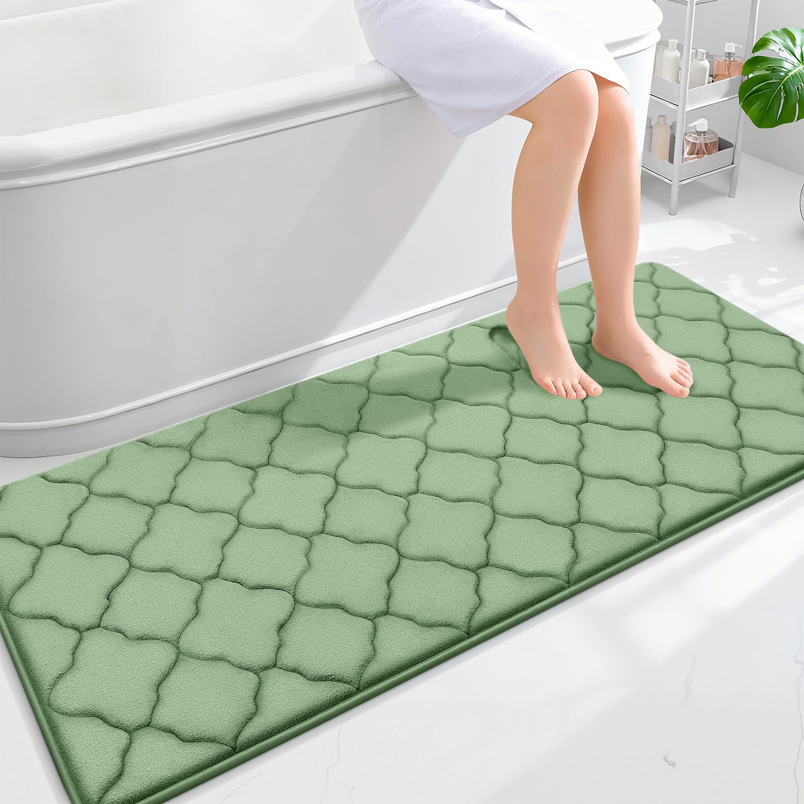 OLANLY Memory Foam Bath Mat Rug 24x16, Ultra Soft and Absorbent Bathroom Rugs, Non-Slip, Comfortable, Machine Washable Bath Carpet for Bathroom Floor, Tub, Shower and Home Decor Accessories, Black