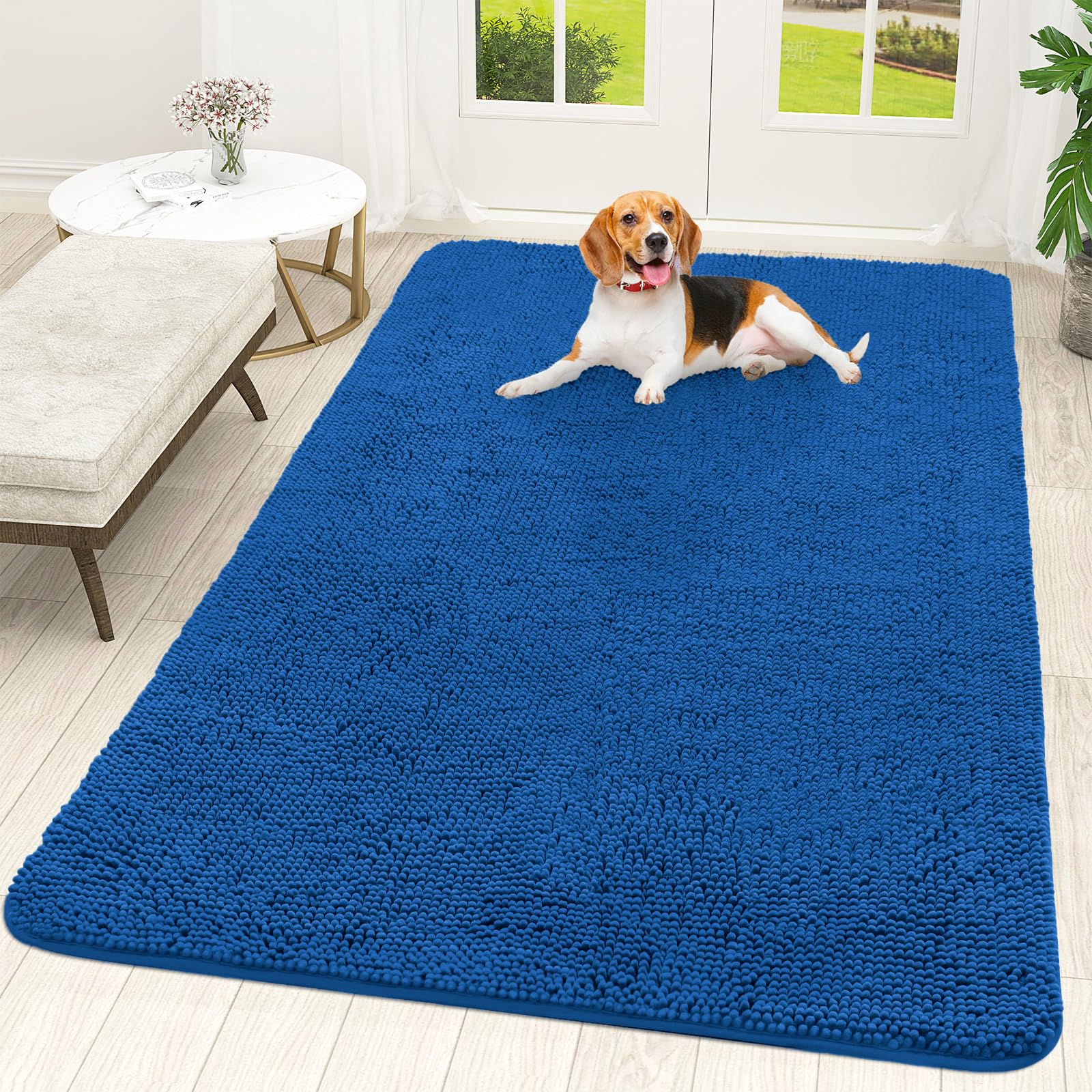OLANLY Dog Door Mat for Muddy Paws 30x20, Absorbs Moisture and Dirt, Absorbent Non-Slip Washable Doormat, Quick Dry Chenille Mud Mat for Dogs, Entry Indoor Entryway Carpet for Inside Floor, Grey
