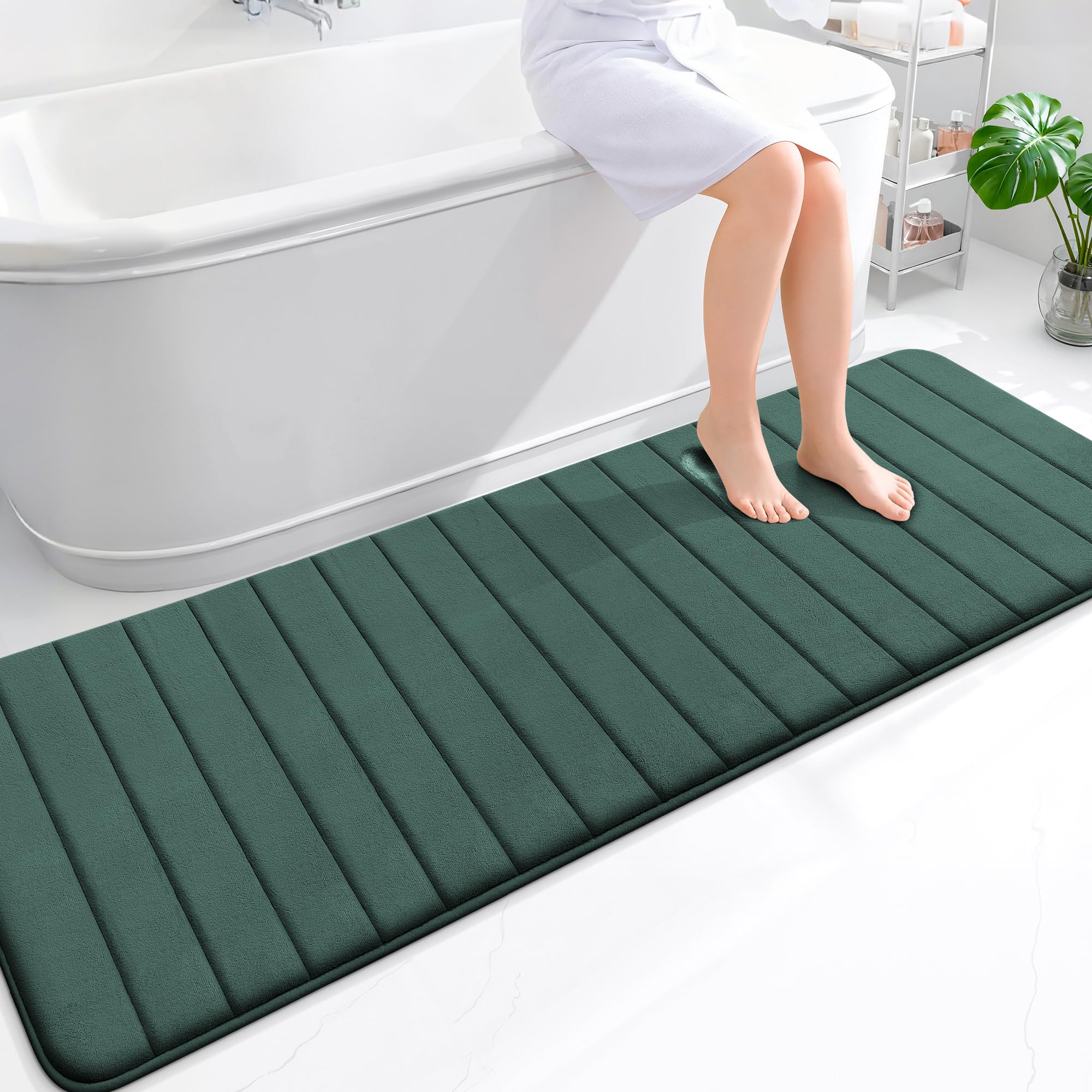 OLANLY Memory Foam Bath Mat 30x20, Super Soft Absorbent Bathroom Rugs, Quick Dry, Machine Washable Shower Floor Rugs, Bathmat Carpet, Bathroom Home Decor Accessories, Grey