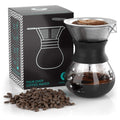 Coffee Gator Pour Over Coffee Maker - 27oz High Heat Borosilicate Glass with Reusable Stainless Steel Filter, Drip Coffee Brewer Dripper Set Carafe, 800ml Clear