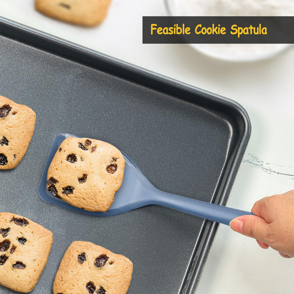 Silicone Spatula Set, 600°F Heat Resistant Silicone Spatula Turner Flipper for Cooking, Non Stick and Non Scratch Kitchen Utensils for Eggs & Pancakes, 4 Pack, Black