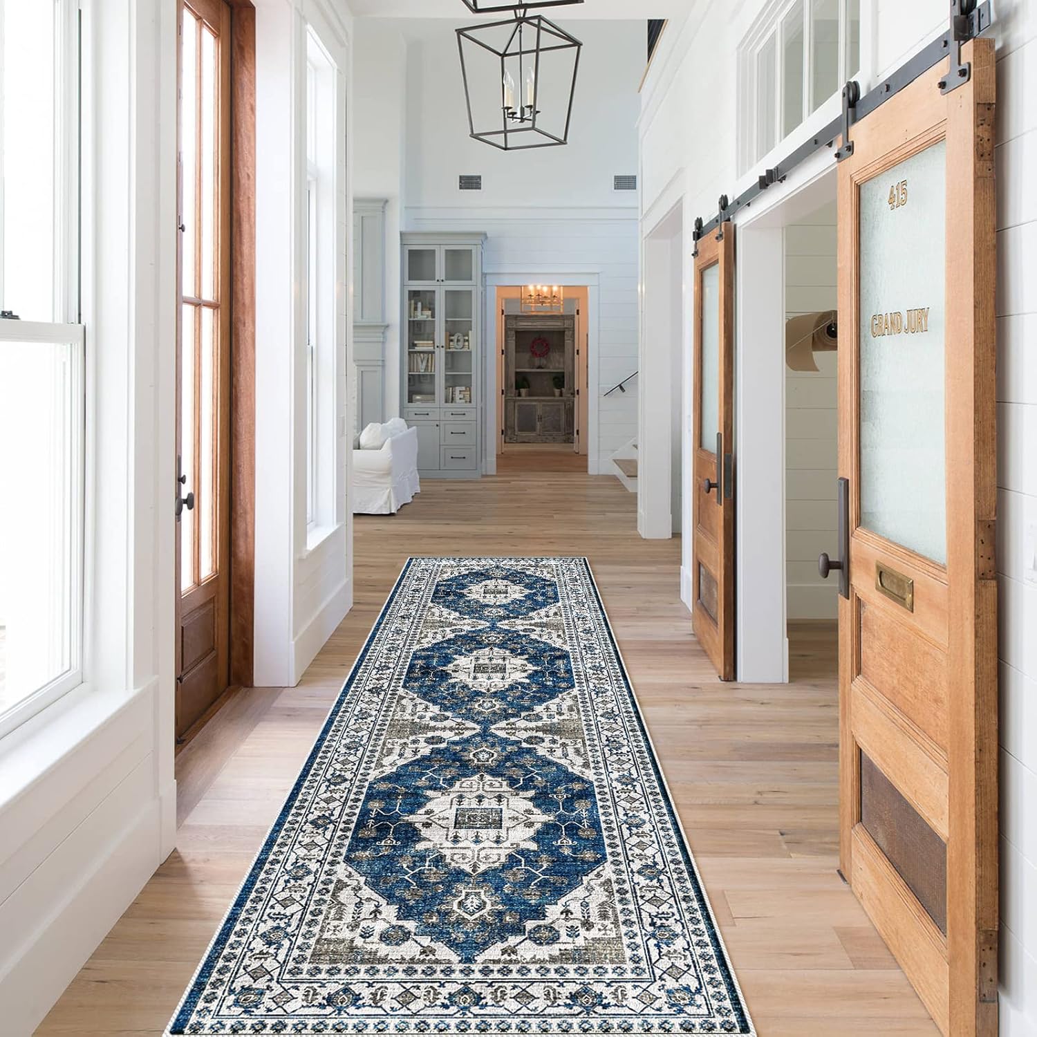 Washable 2x3 Entryway Area Rug - Neutral Kitchen Rug Runner Vintage Soft Floor Mat Non Slip Indoor Farmhouse Carpet for Bathroom Living Room Bedroom (2 X 3, Beige)