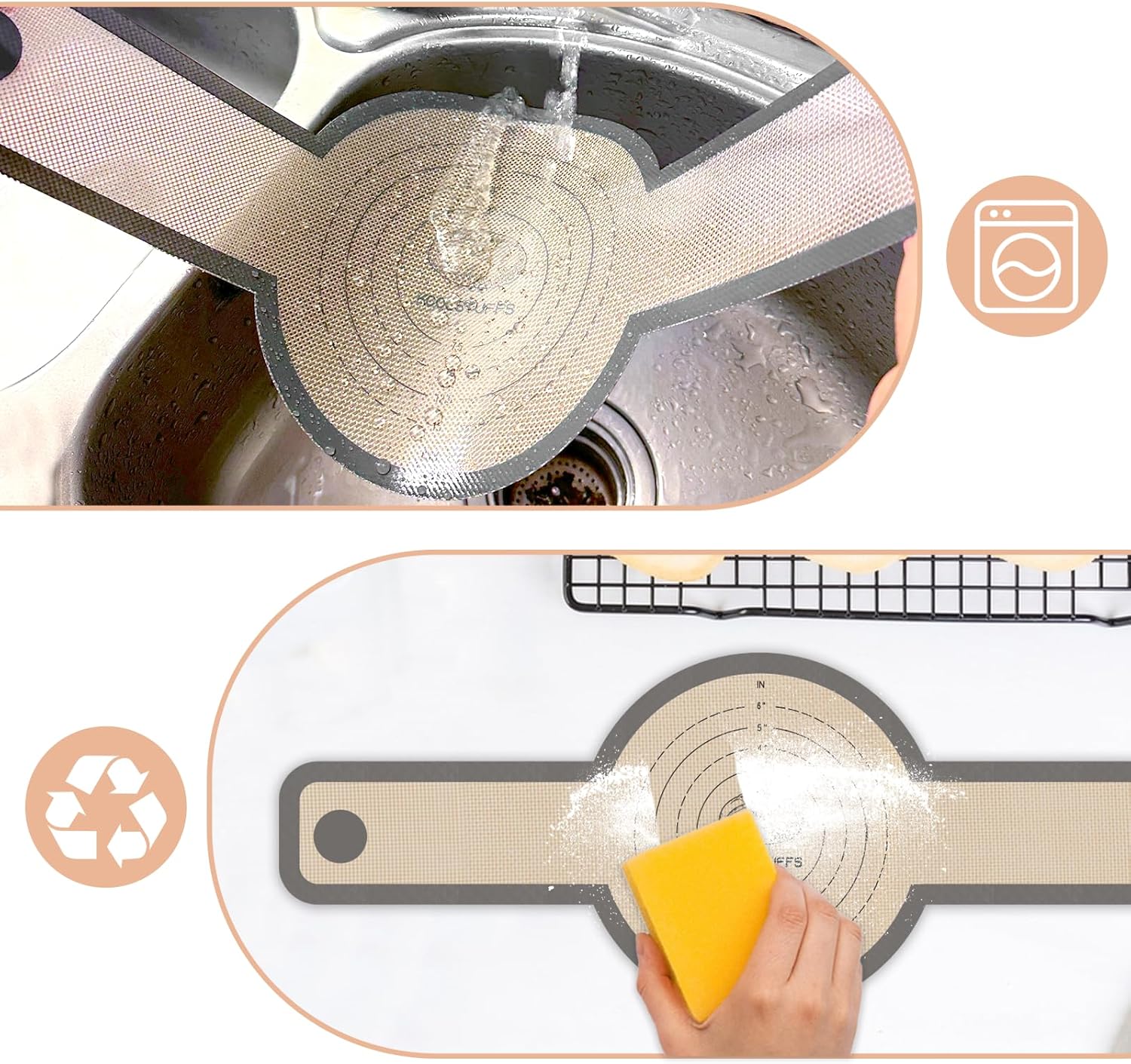 Silicone Bread Sling for Dutch Oven, 2 PCS Non-Stick & Easy Clean Reusable Sourdough Mat, Sourdough Bread Baking Supplies, Tools ＆ Accessories