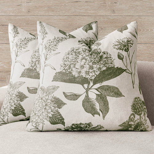 Foindtower Set of 2 Linen Floral Vintage Throw Pillow Covers Neutral Accent Print Decorative Cushion Covers Farmhouse Boho Home Decor for Sofa Chair Couch Bedroom Living Room,18×18 Inch,Blue