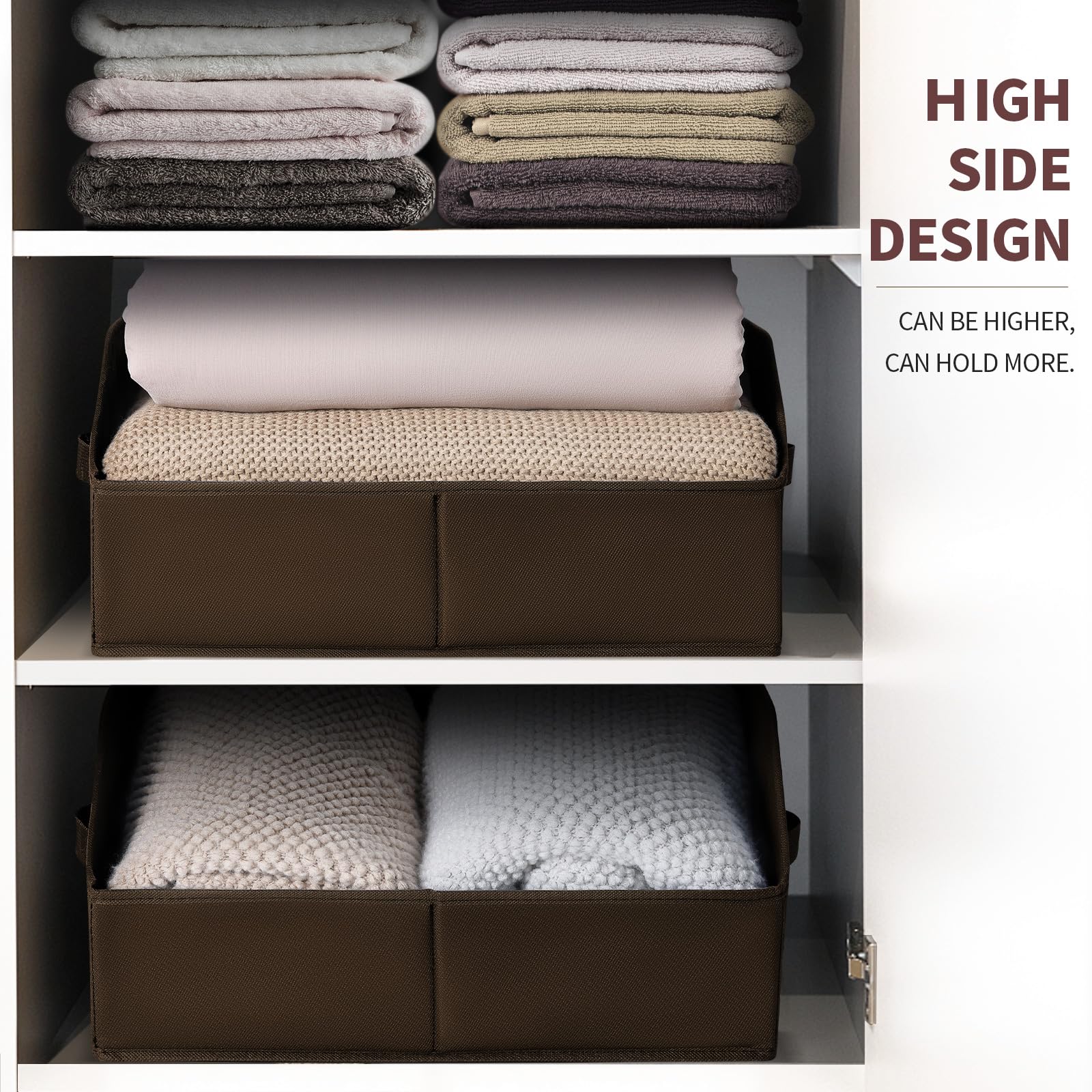 Homsorout Closet Organizers Bins 6 Packs - Large Closet Shelf Organizer with Handles, Fabric Trapezoid Storage Bins, Collapsible Storage Cubes for Clothes, Towels, Light Gray