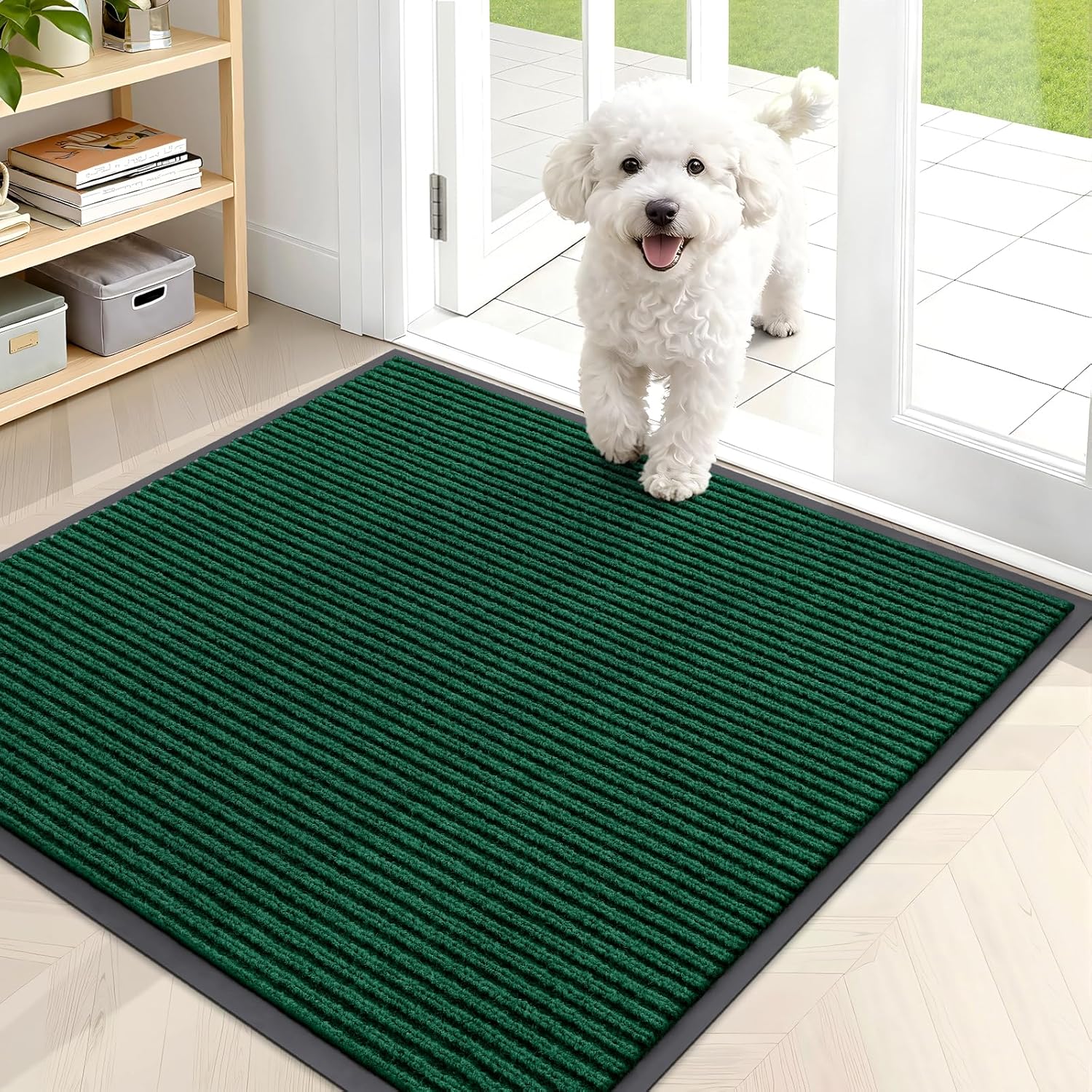 OLANLY Front Door Mat Indoor Outdoor Entrance, Waterproof Heavy Duty Doormat, Fade Resistant, Low Profile, Easy Clean Patio Porch Welcome Floor Mats for Entry, 29.5x17, Beige