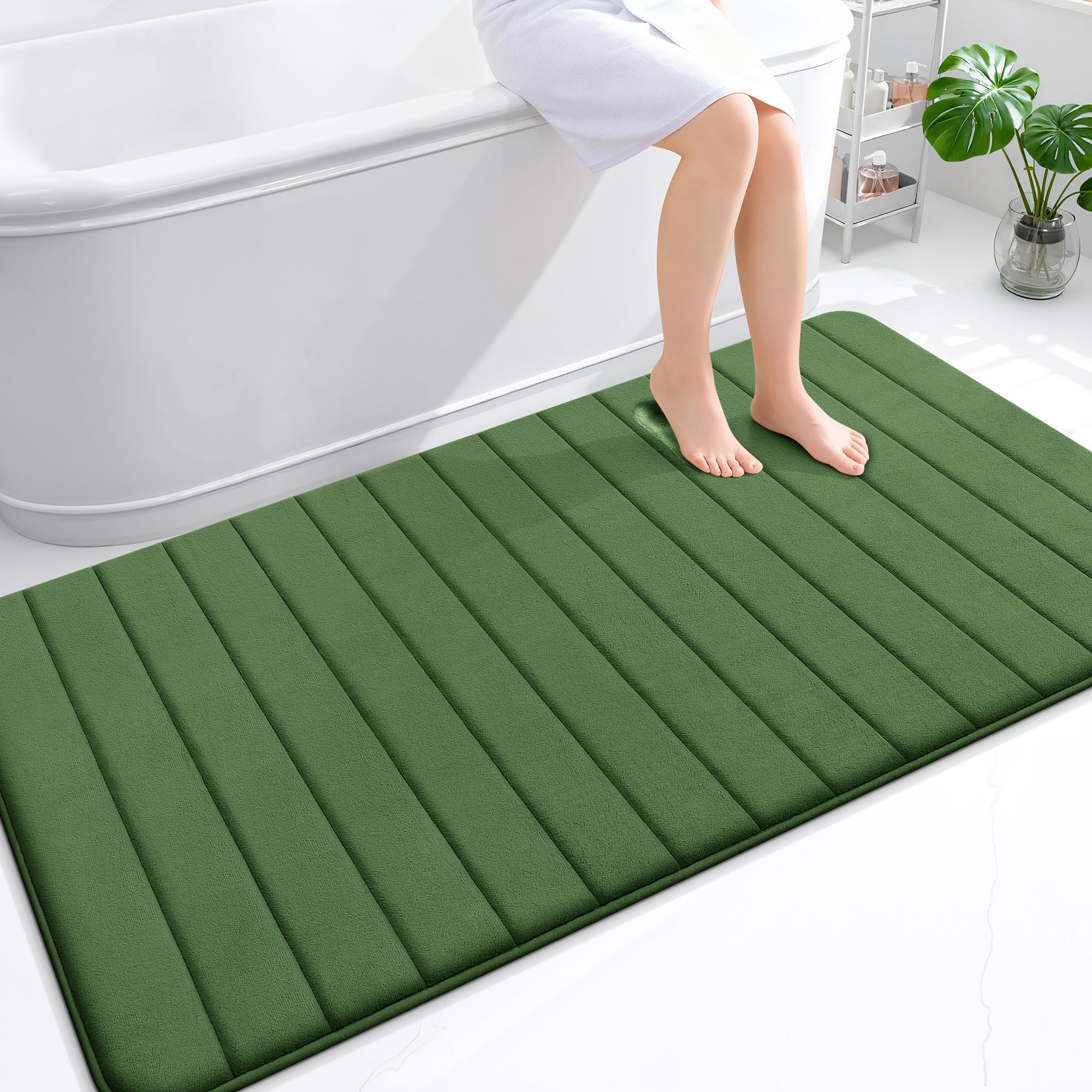 OLANLY Memory Foam Bath Mat 30x20, Super Soft Absorbent Bathroom Rugs, Quick Dry, Machine Washable Shower Floor Rugs, Bathmat Carpet, Bathroom Home Decor Accessories, Grey