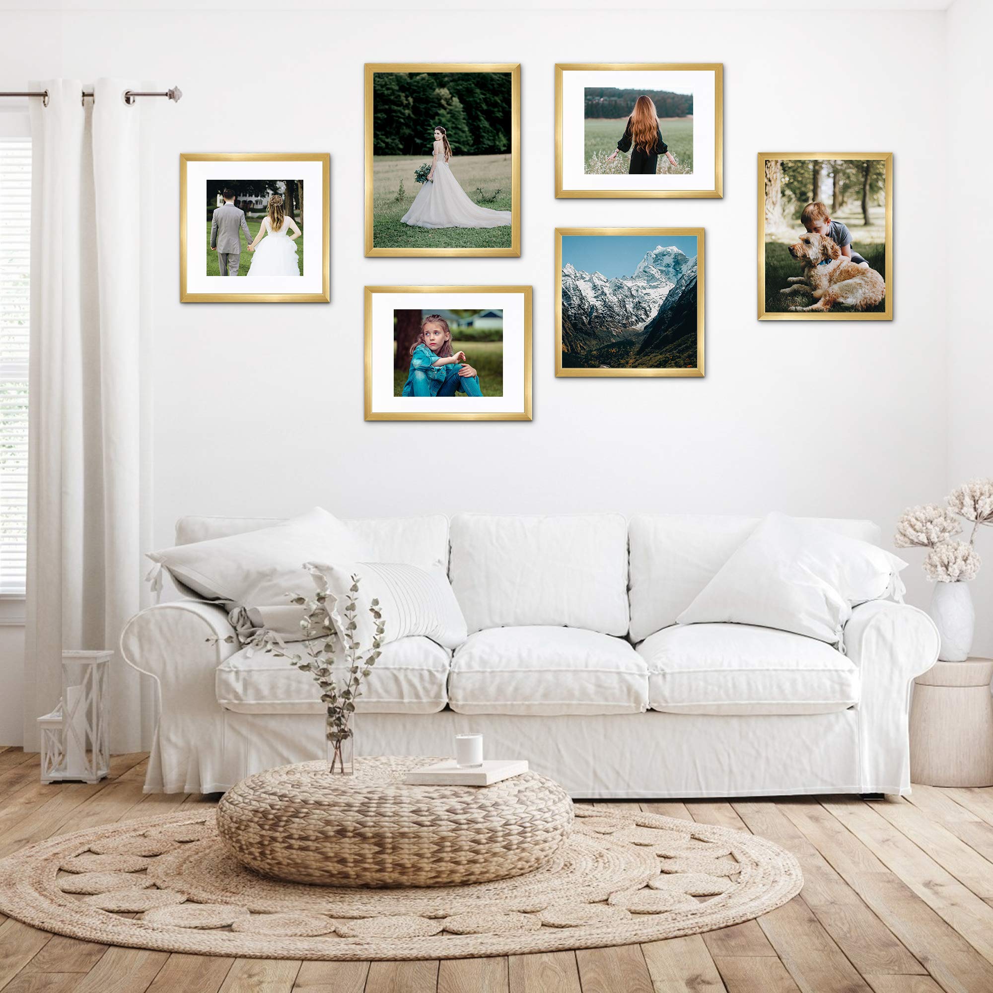 upsimples 5x7 Picture Frame Set of 10, Display Pictures 4x6 with Mat or 5x7 Without, Multi Photo Frames Collage for Wall or Tabletop Display, Black