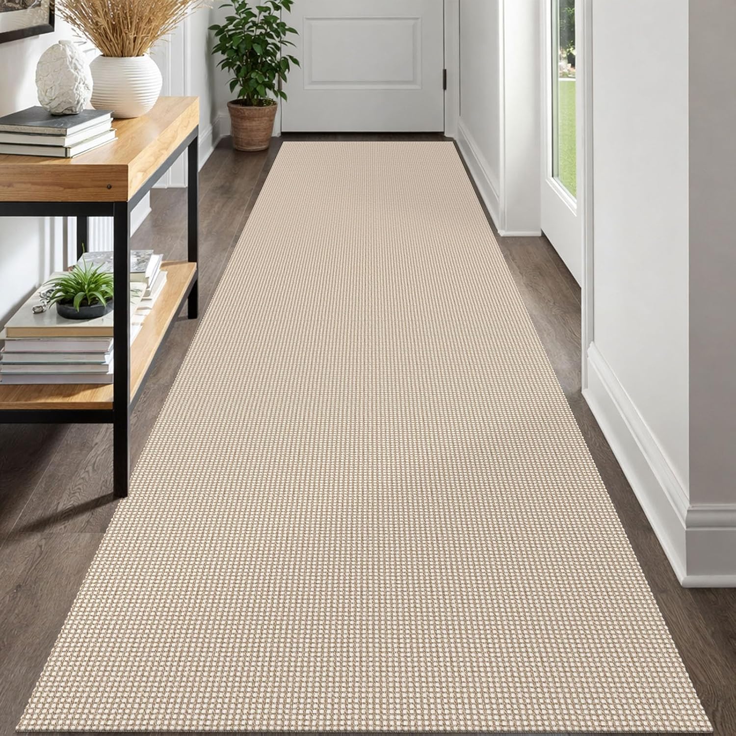 IOHOUZE Small Area Rug 2x3 Washable Woven Rugs for Entryway Non Slip Rubber Backed Kitchen Rugs Indoor Outdoor Doormat Throw Rug Floor Carpet for Entrance Front Door, Orange/Tan/Brown