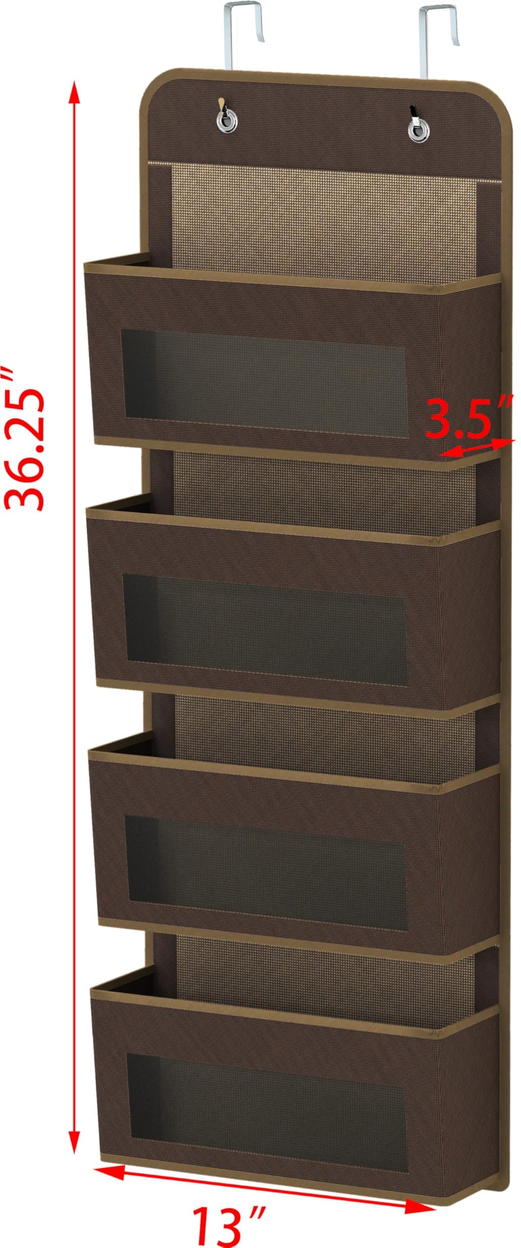 Simple Houseware 6 Clear Window Pocket Over Closet Door Storage Hanging Organizer for Bedroom, Bathroom, Pantry, Beige