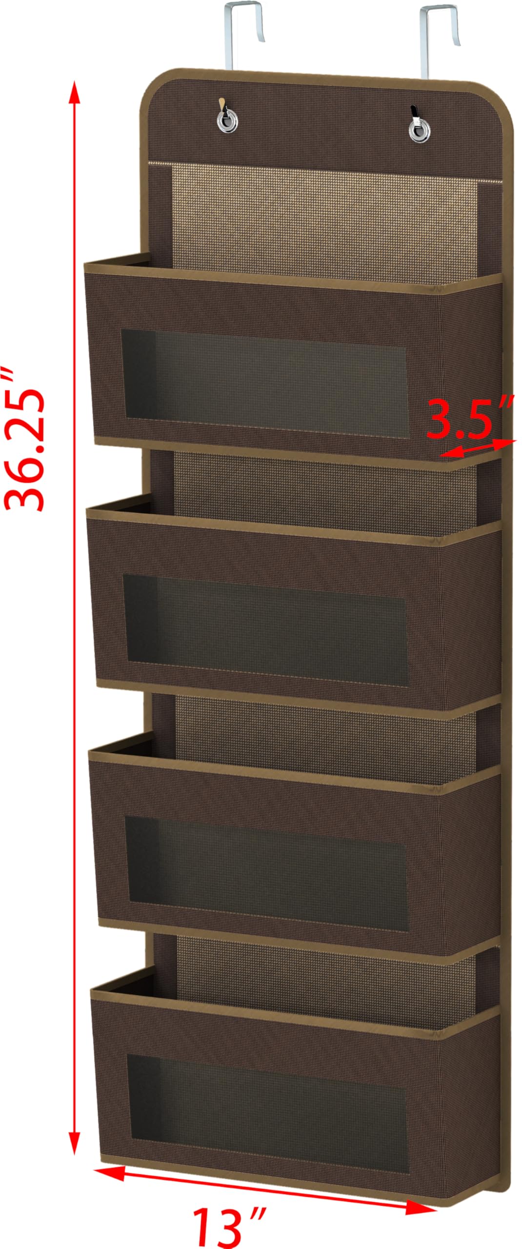 Simple Houseware 6 Clear Window Pocket Over Closet Door Storage Hanging Organizer for Bedroom, Bathroom, Pantry, Beige