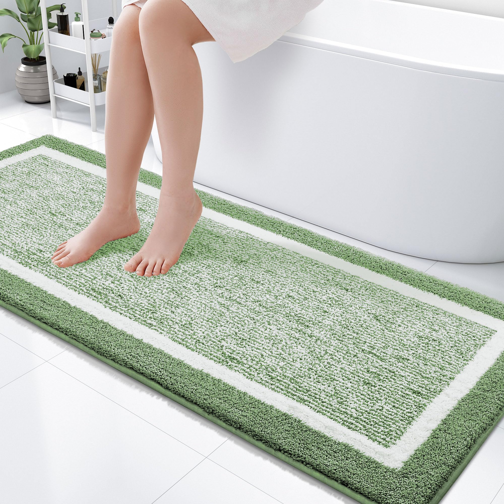 OLANLY Small Bathroom Rugs 24x16, Extra Soft and Absorbent Microfiber Bath Rugs, Non-Slip, Machine Washable, Quick Dry Shaggy Bath Carpet, Bath Mats for Bathroom Floor, Tub, Shower, Grey