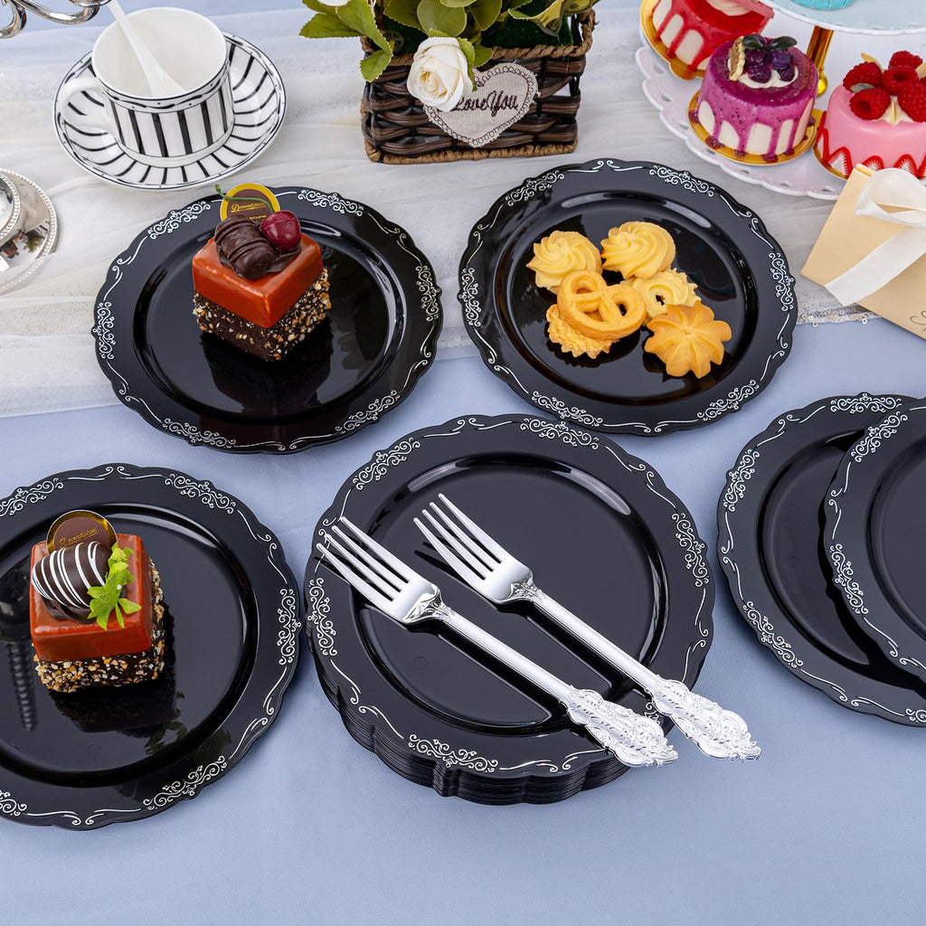 DaYammi 60PCS White Plastic Plates, Heavy Duty White Disposable Plates Premium 10inch Dinner Plates Hard Plastic Plates Disposable for Party Wedding Bridal Shower