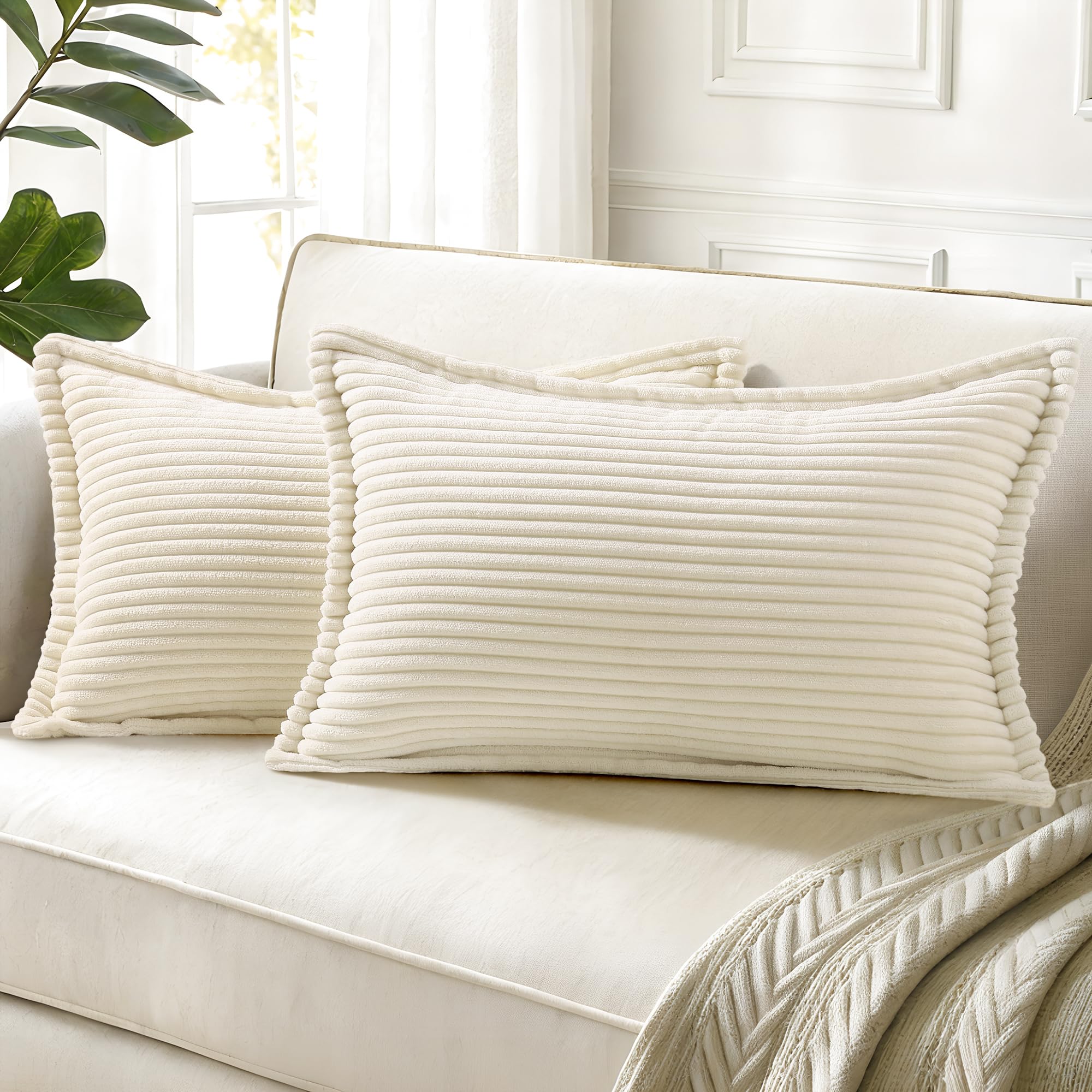 Cream White Throw Pillow Covers