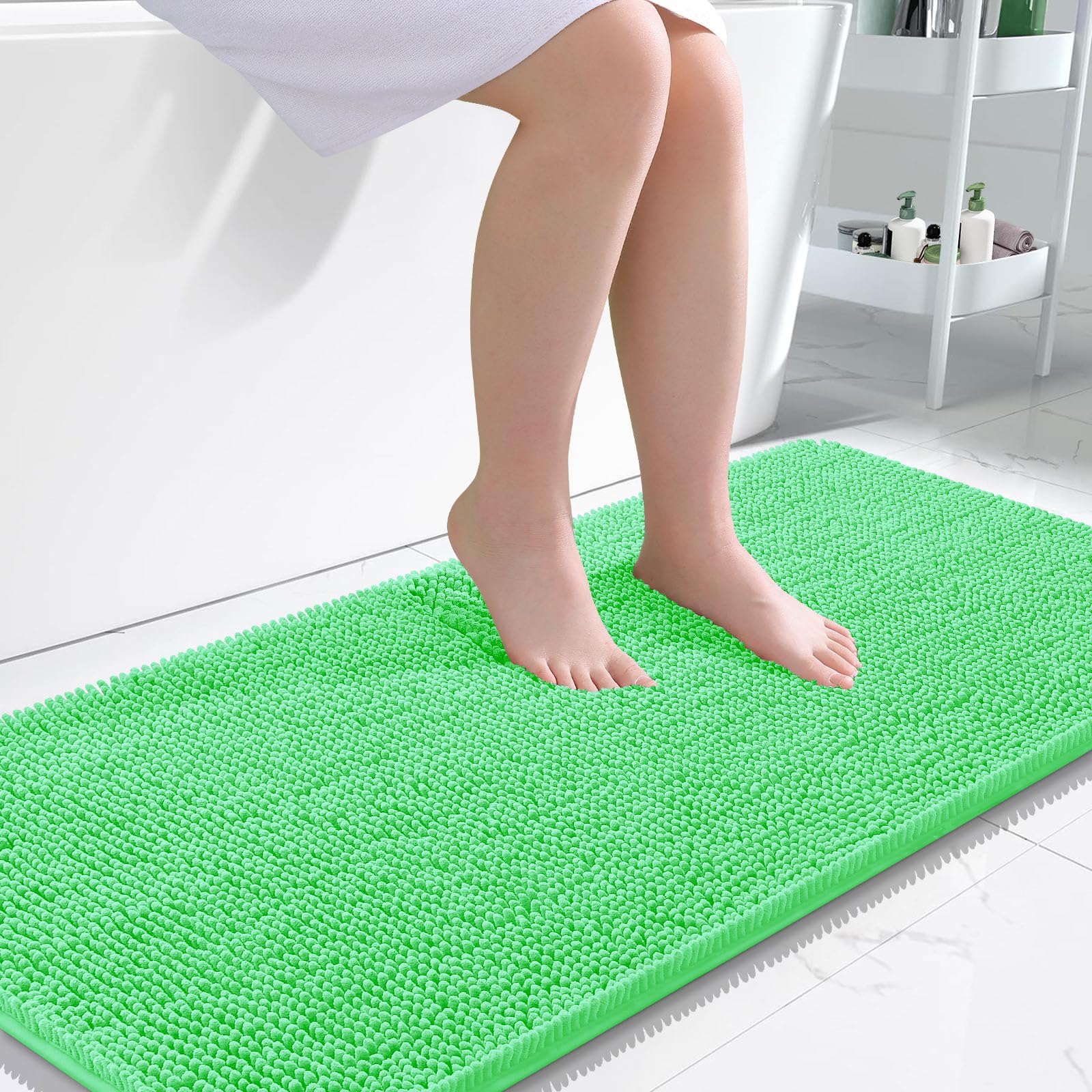 OLANLY Bathroom Rugs 30x20, Extra Soft Absorbent Chenille Bath Rugs, Rubber Backing Quick Dry, Machine Washable Bath Mats for Bathroom Floor, Tub and Shower, Home Decor Accessories, Grey