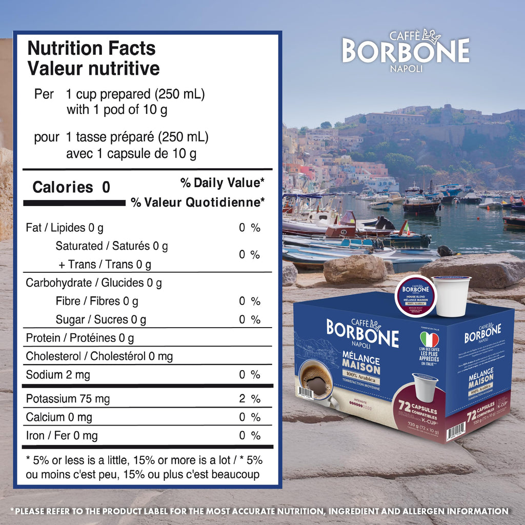 Caffè Borbone Italian Roast Coffee (60 Count) – Medium Dark Roast, Arabica & Robusta Blend, Roasted in Italy for a Bold, Smooth Taste – Single Serve Coffee Pods Compatible with K-Cup Brewers