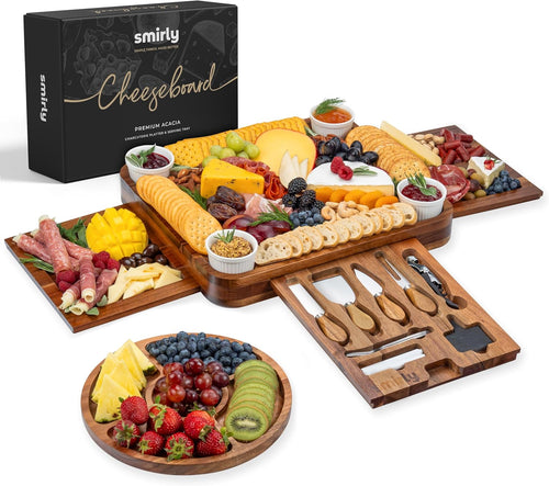 3 Side Acacia & 1 Side Bamboo Charcuterie Board Set