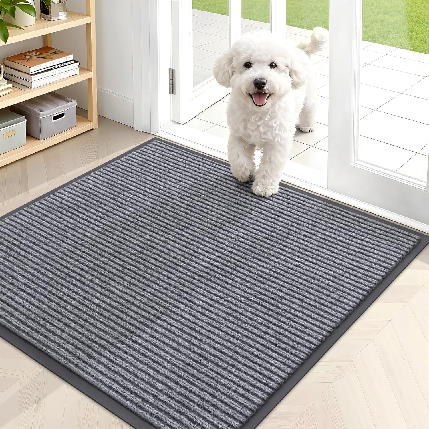 OLANLY Front Door Mat Indoor Outdoor Entrance, Waterproof Heavy Duty Doormat, Fade Resistant, Low Profile, Easy Clean Patio Porch Welcome Floor Mats for Entry, 29.5x17, Beige