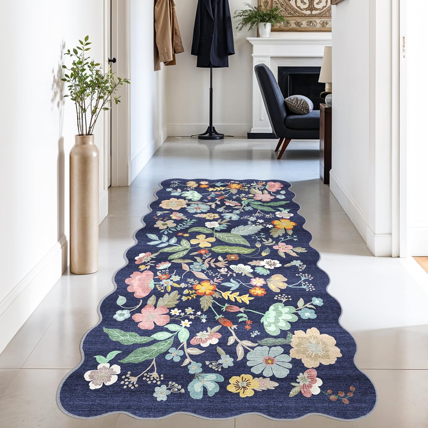 Washable 2x3 Entryway Area Rug - Neutral Kitchen Rug Runner Vintage Soft Floor Mat Non Slip Indoor Farmhouse Carpet for Bathroom Living Room Bedroom (2 X 3, Beige)