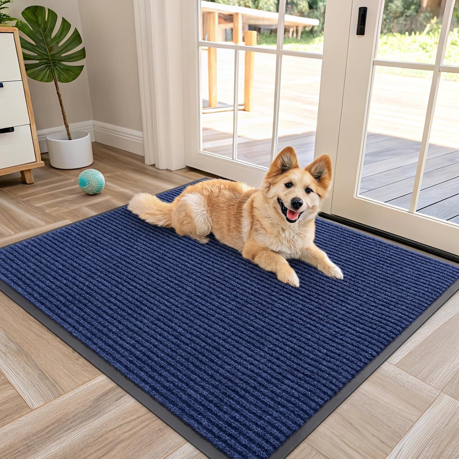 OLANLY Front Door Mat Indoor Outdoor Entrance, Waterproof Heavy Duty Doormat, Fade Resistant, Low Profile, Easy Clean Patio Porch Welcome Floor Mats for Entry, 29.5x17, Beige