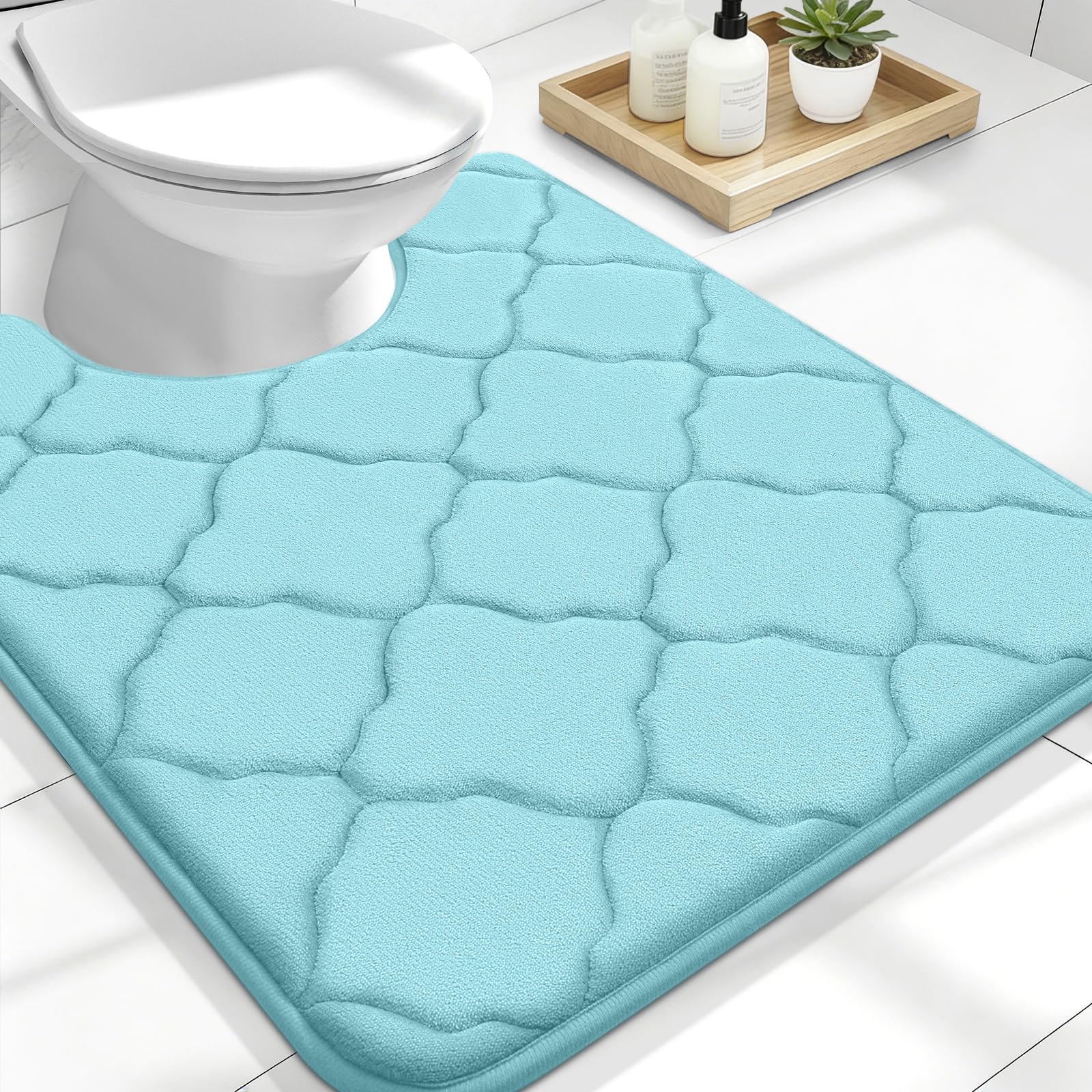 OLANLY Memory Foam Bath Mat Rug 24x16, Ultra Soft and Absorbent Bathroom Rugs, Non-Slip, Comfortable, Machine Washable Bath Carpet for Bathroom Floor, Tub, Shower and Home Decor Accessories, Black
