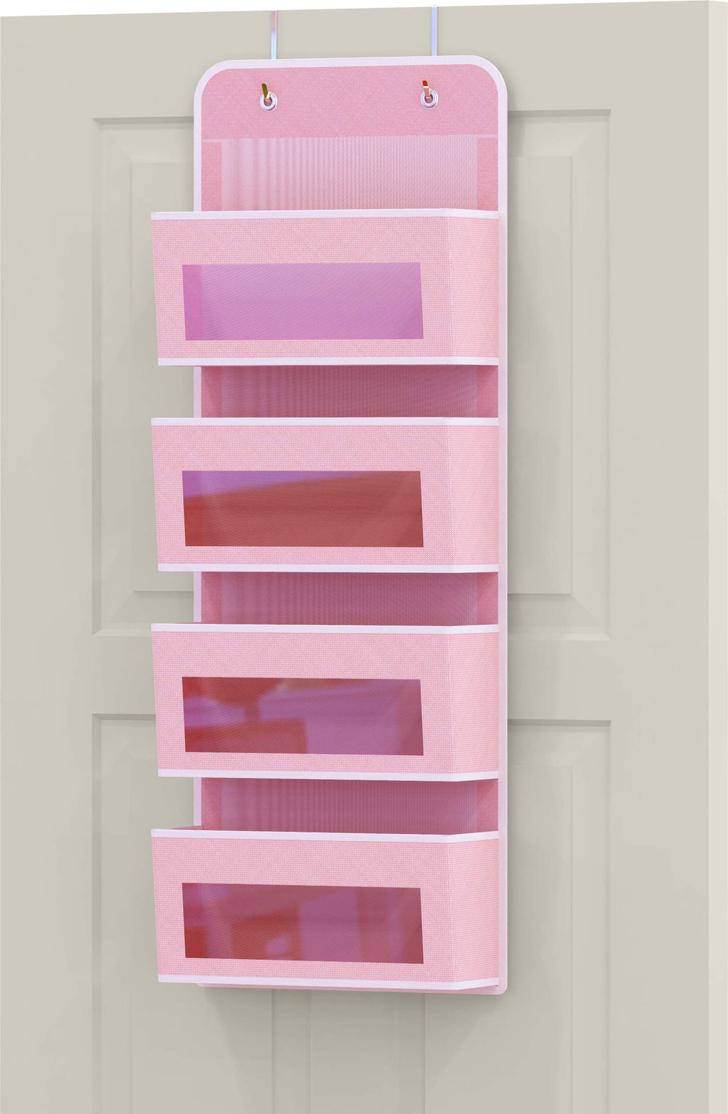 Simple Houseware 6 Clear Window Pocket Over Closet Door Storage Hanging Organizer for Bedroom, Bathroom, Pantry, Beige