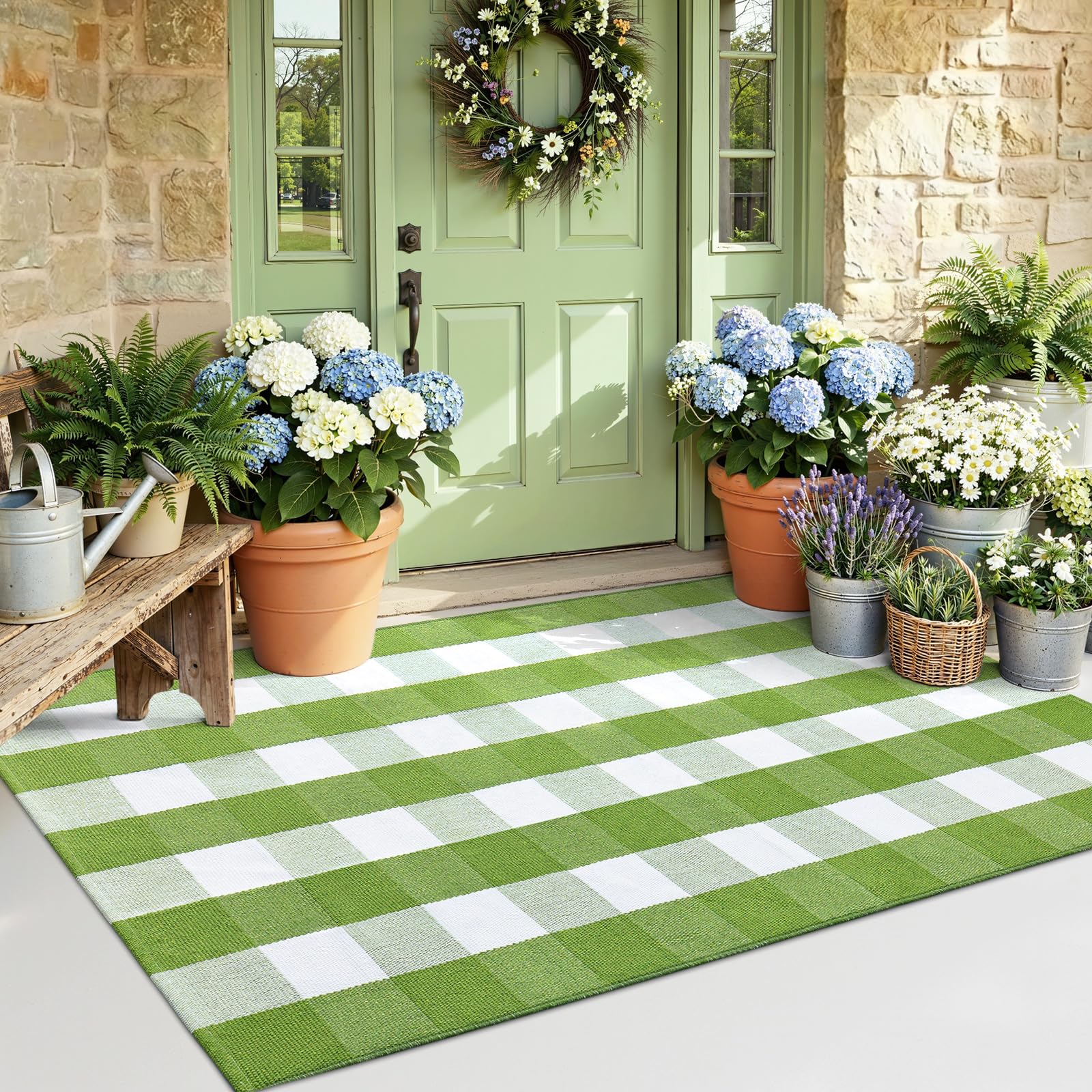 OLANLY Black and White Striped Rug 2'4" x 3'7" (27.5" x 43") – Washable Cotton Indoor Outdoor Doormat for Front Door, Entryway, Kitchen, Porch, Patio Decor