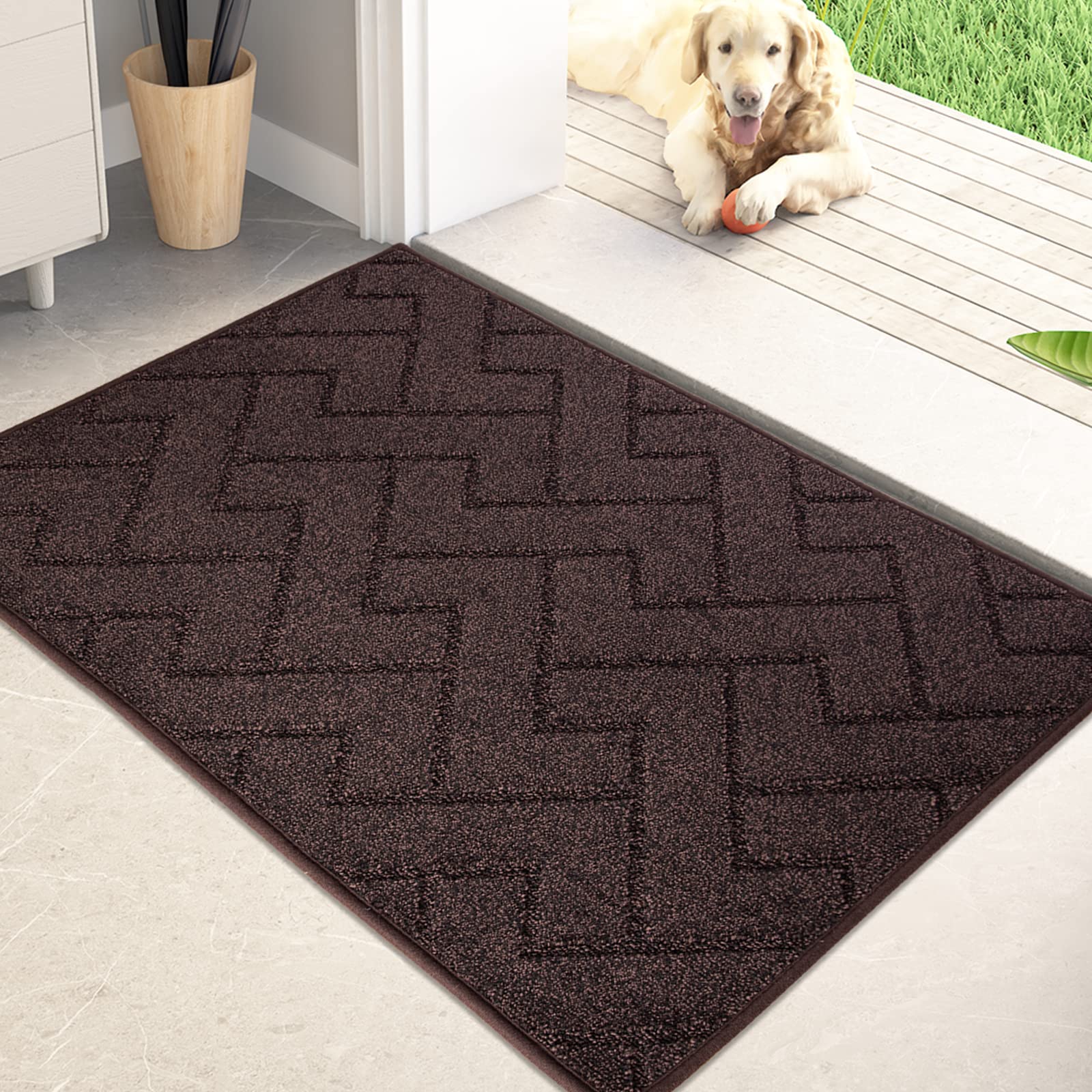 PURRUGS Dirt Trapping Door Mat 20" x 31.5", Non-Slip Machine Washable Entry Rug, Dog Doormat, Indoor Front Door Mat, Super Absorbent Entryway Rug for Muddy Shoes & Paws, Taupe