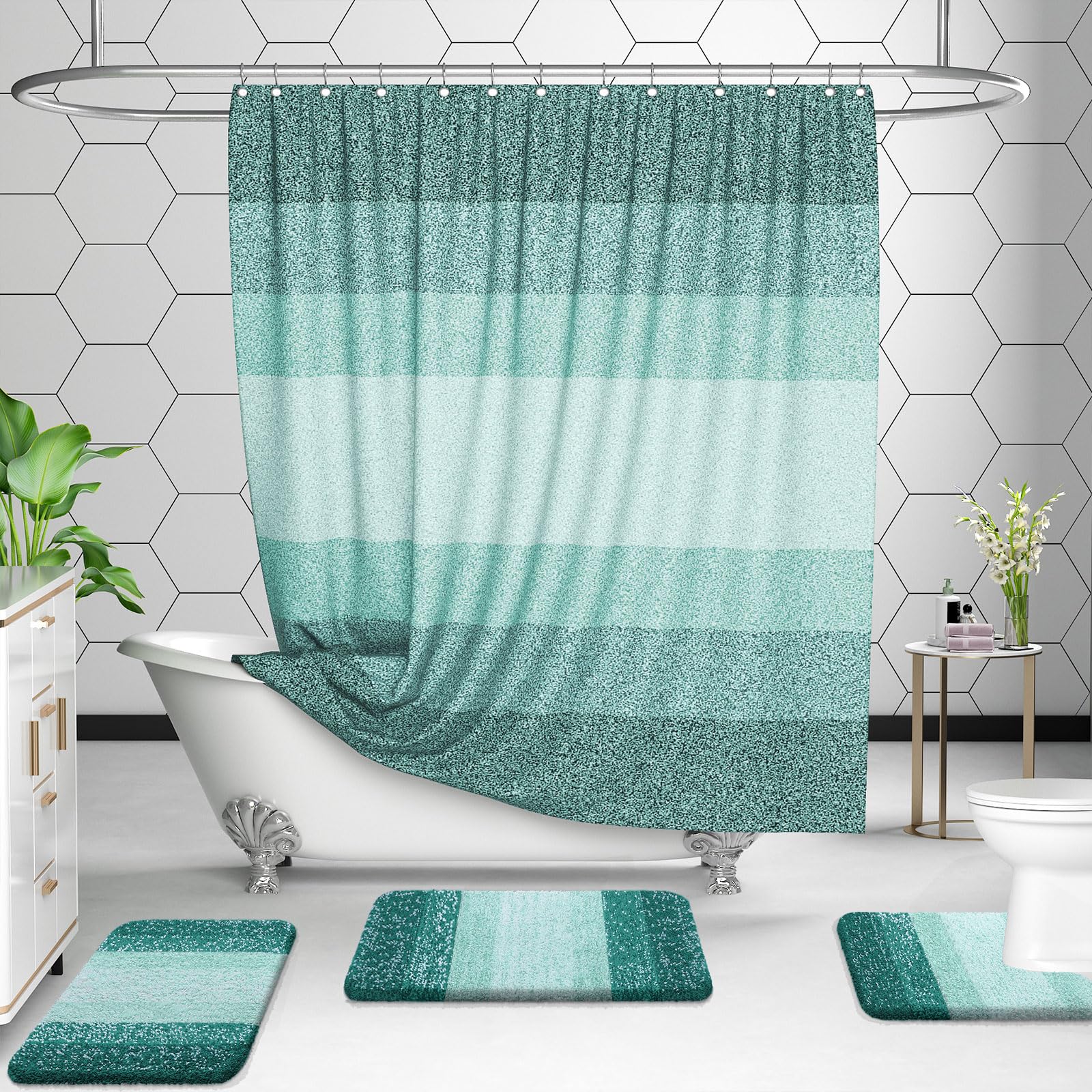 OLANLY Bathroom Rugs Sets 3 Piece, Soft Absorbent Microfiber Bath Mats and U-Shaped Contour Toilet Rug, Machine Wash Dry, Plush Shaggy Bath Mat Set for Bathroom (30"x20"+24"x16"+24"x20", Grey)