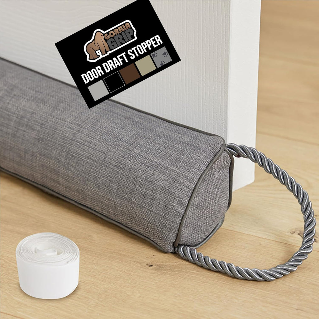 GORILLA GRIP Door Draft Stopper for Bottom of Doors, Sweep Weather Stripping Seal Noise, Cold Air Blocker, Soundproofing, Warmth Sealer, Easy Install Gap Filler, Home Essentials, 32 Inch, Gray