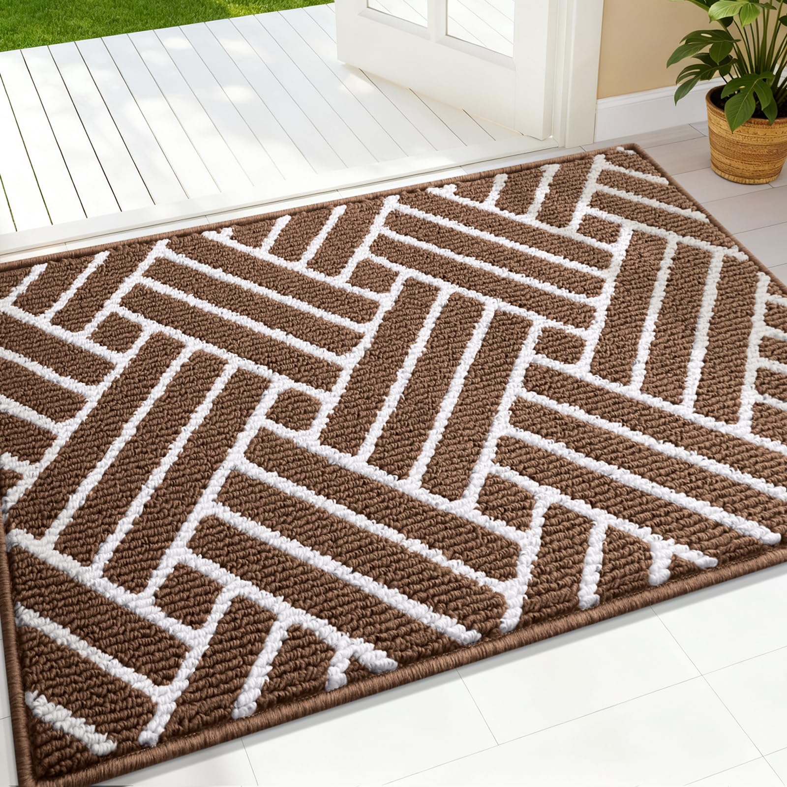 OLANLY Indoor Door Mat, 32x20 Inch, Dirt Resistant and Absorbent, Non-Slip Rubber Backing Floor Mats, Easy Clean Low-Profile Doormat for Entryway, Front Door, and Inside Entrance, Grey
