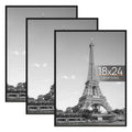 upsimples 12x16 Picture Frame Black 3 Pack, Scratch-Proof Poster Frames 12 x 16 for Photo Gallery - Slide-In Strips, Horizontal or Vertical Wall Mounting